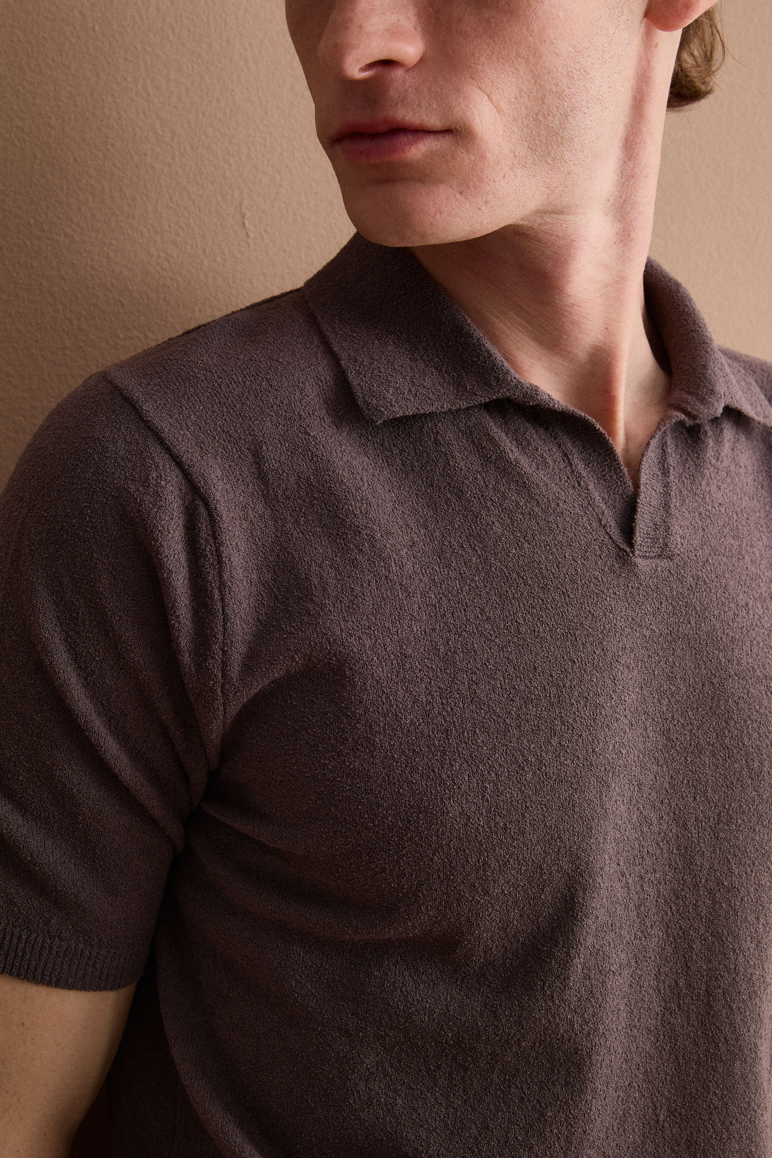 Polo Derby en Coton Bouclé - marron