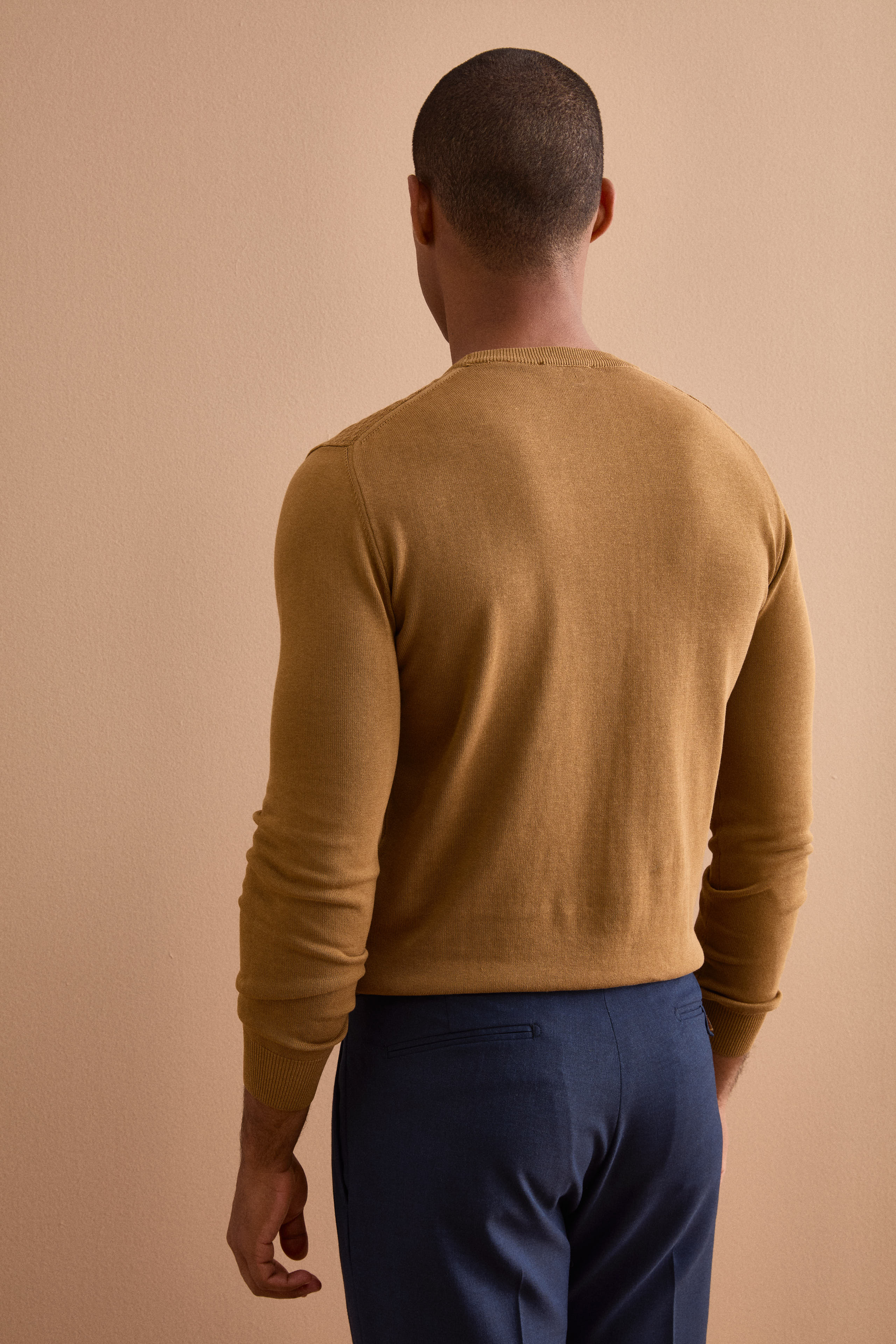 Rundhals-Pullover aus Crêpe-Baumwolle - Braun