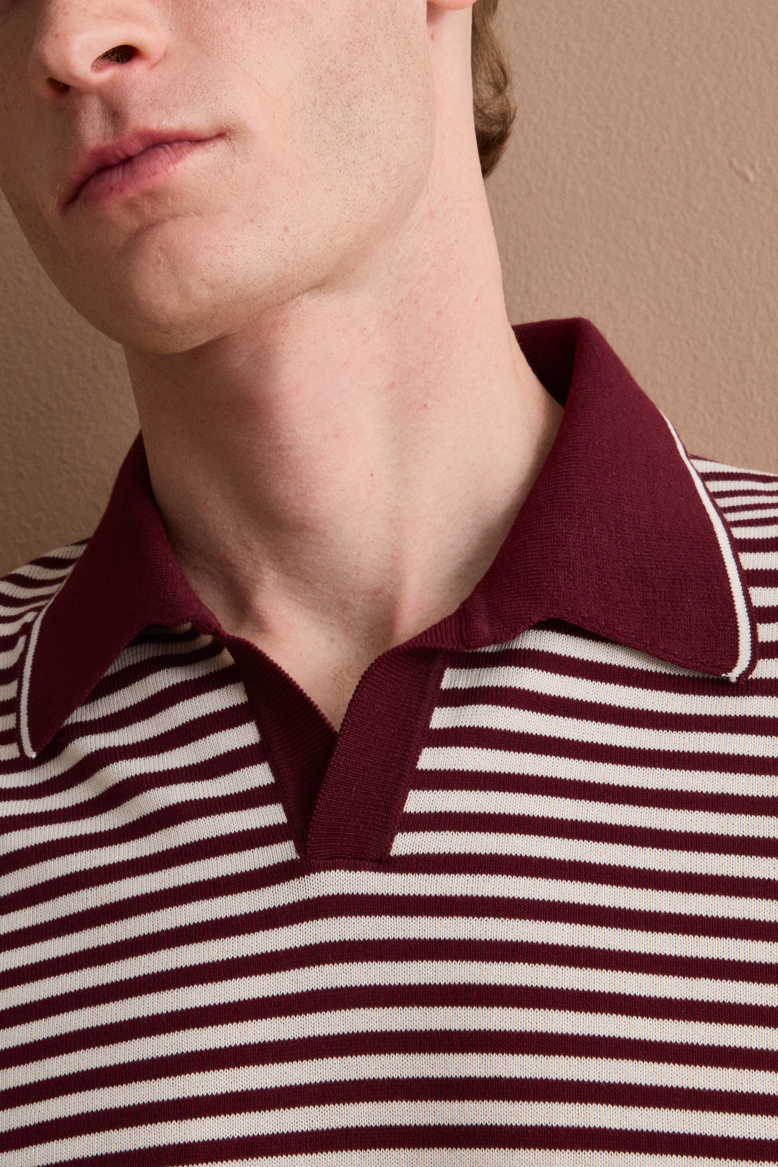 Polo Derby Rayé en Coton Dry - -