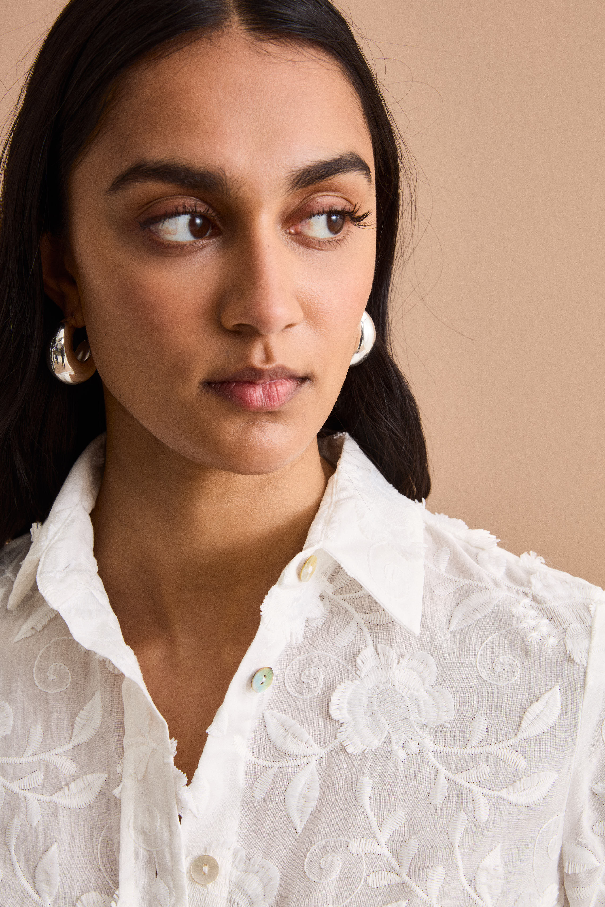 Oversize-Fil-Coupé-Hemd aus Baumwollmischung - WEISS