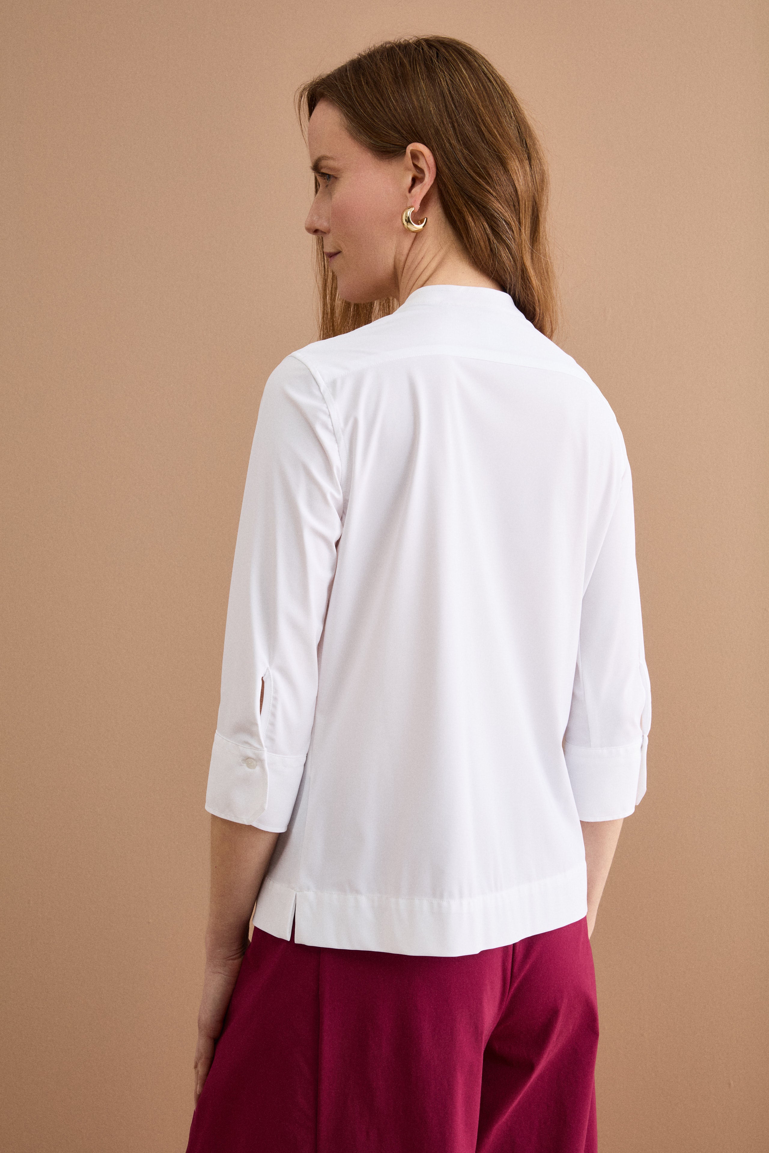 Technical Regular Fit Shirt with High Collar - WHITE