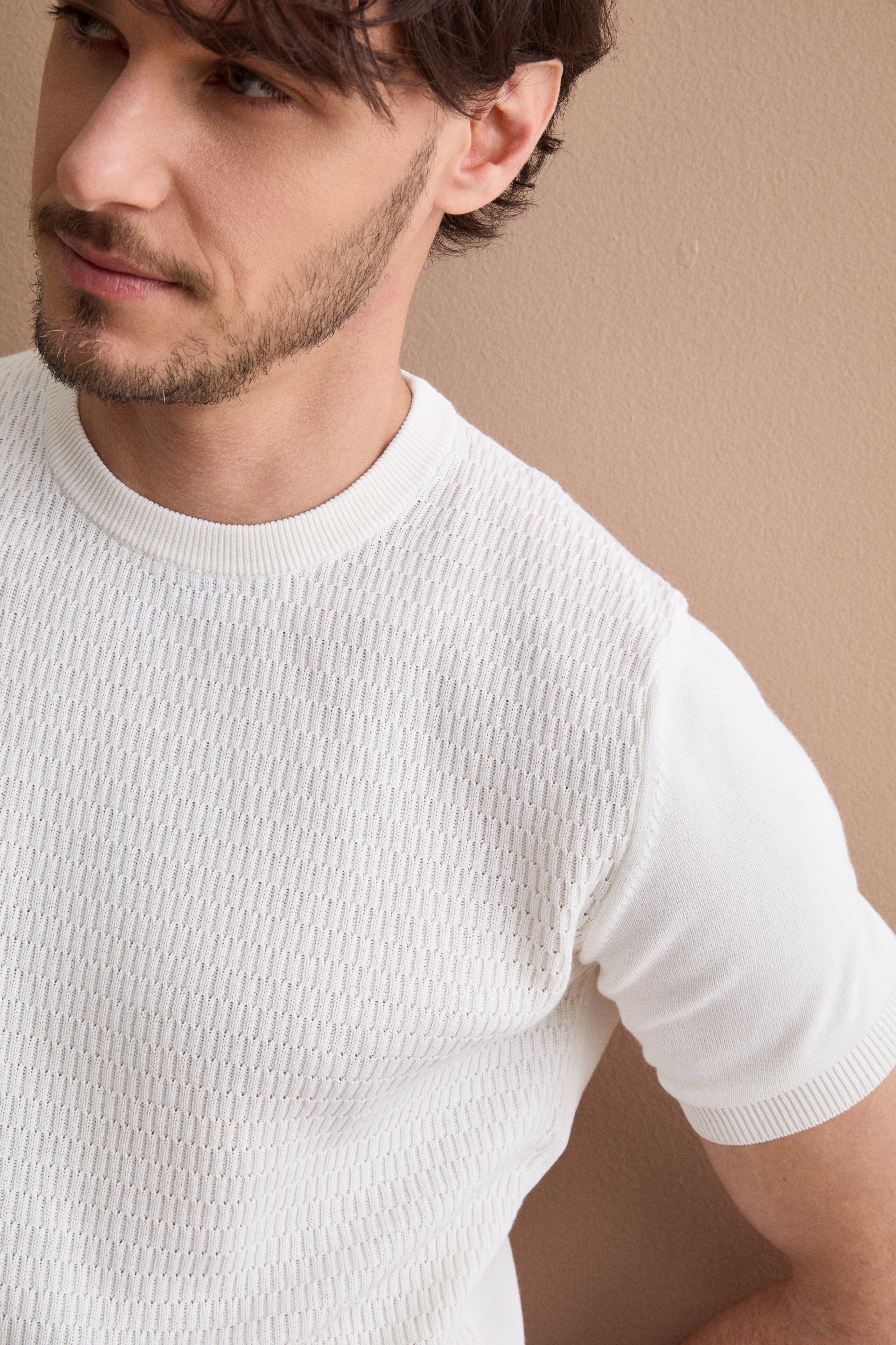 Casual cotton crêpe knit - WHITE