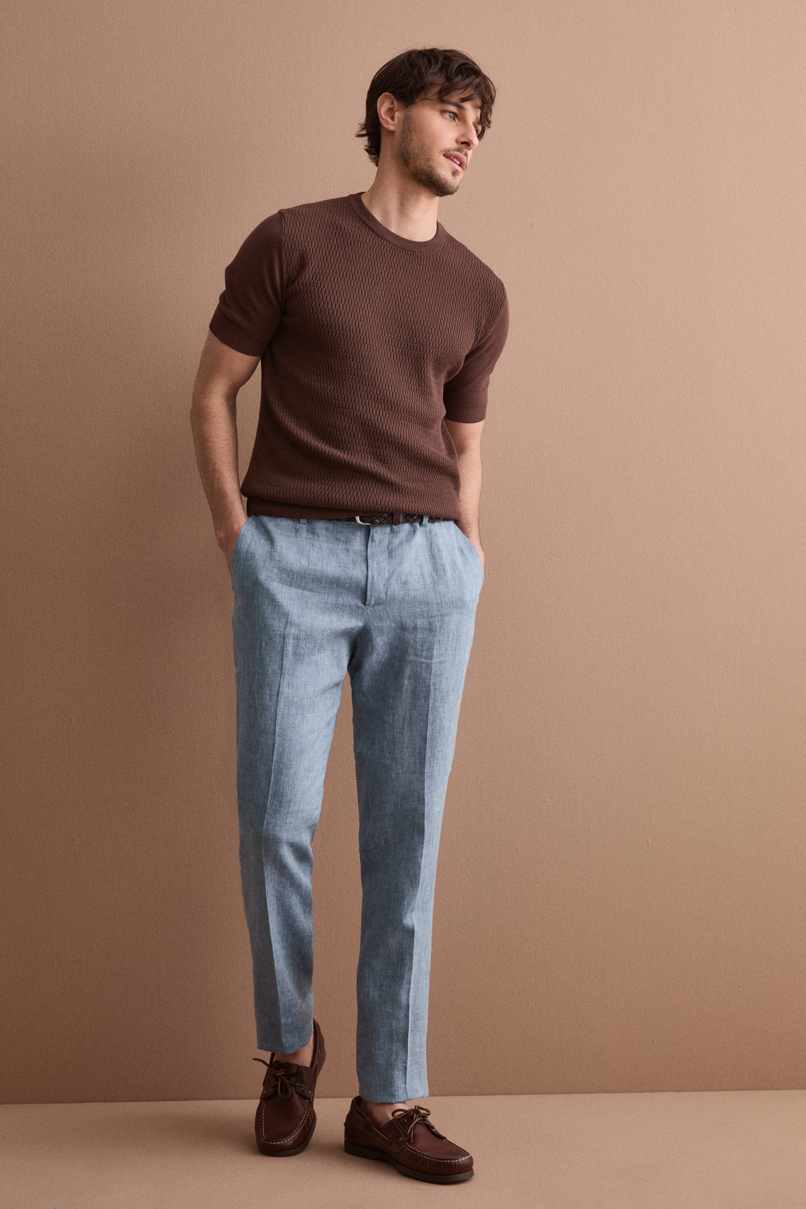 Casual cotton crêpe knit - brown