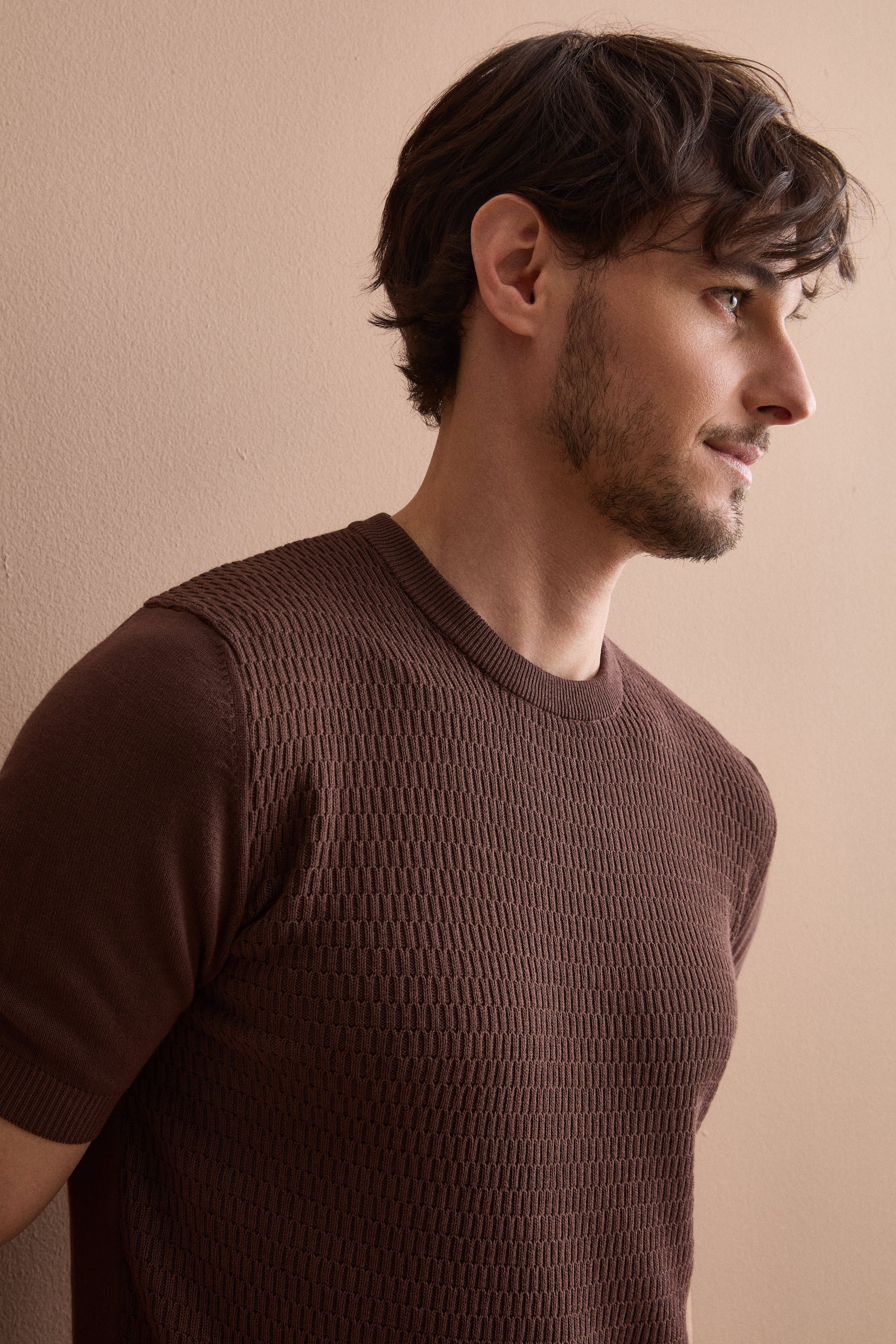 Casual cotton crêpe knit - brown
