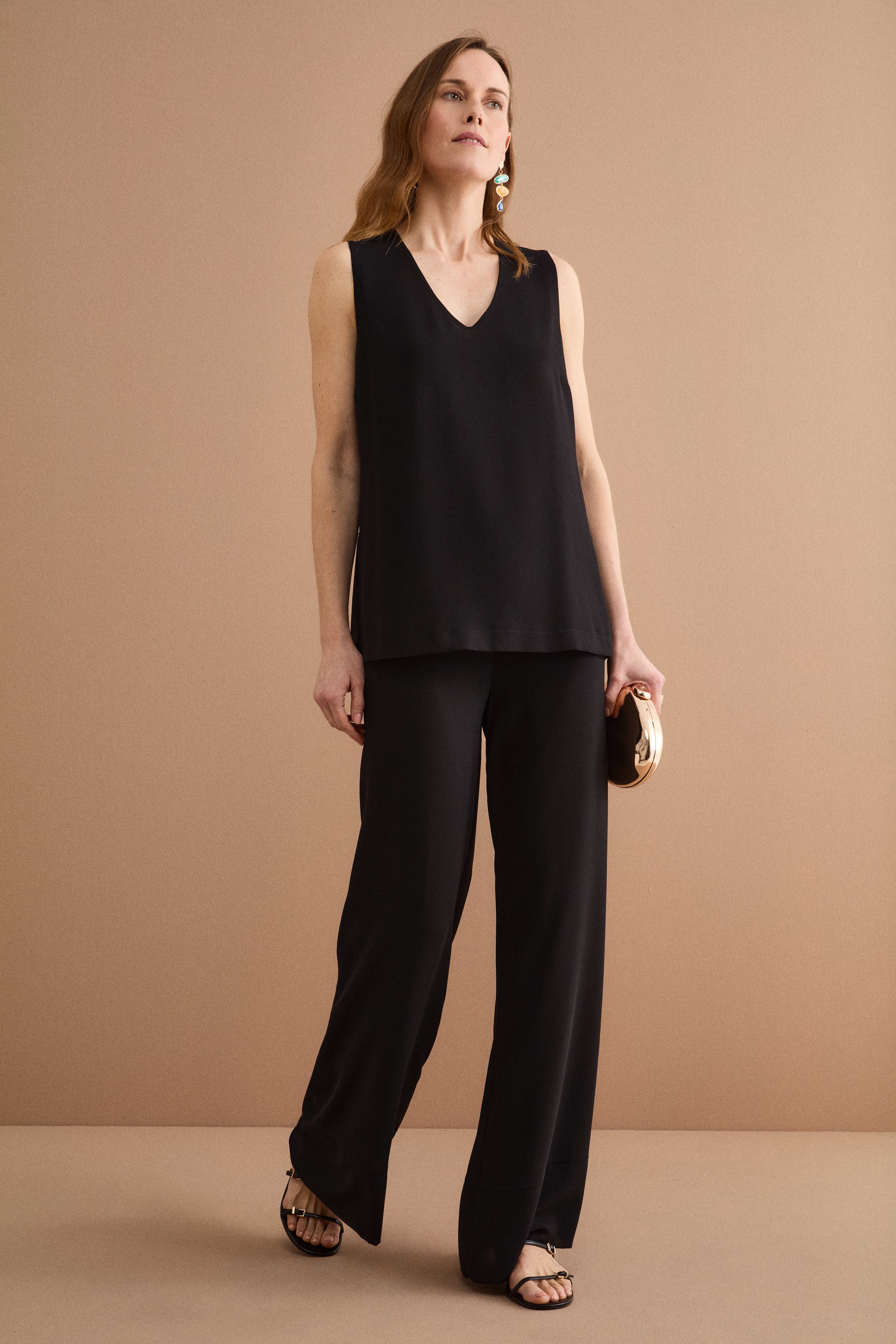 Top élégant de cérémonie en double georgette - NOIR