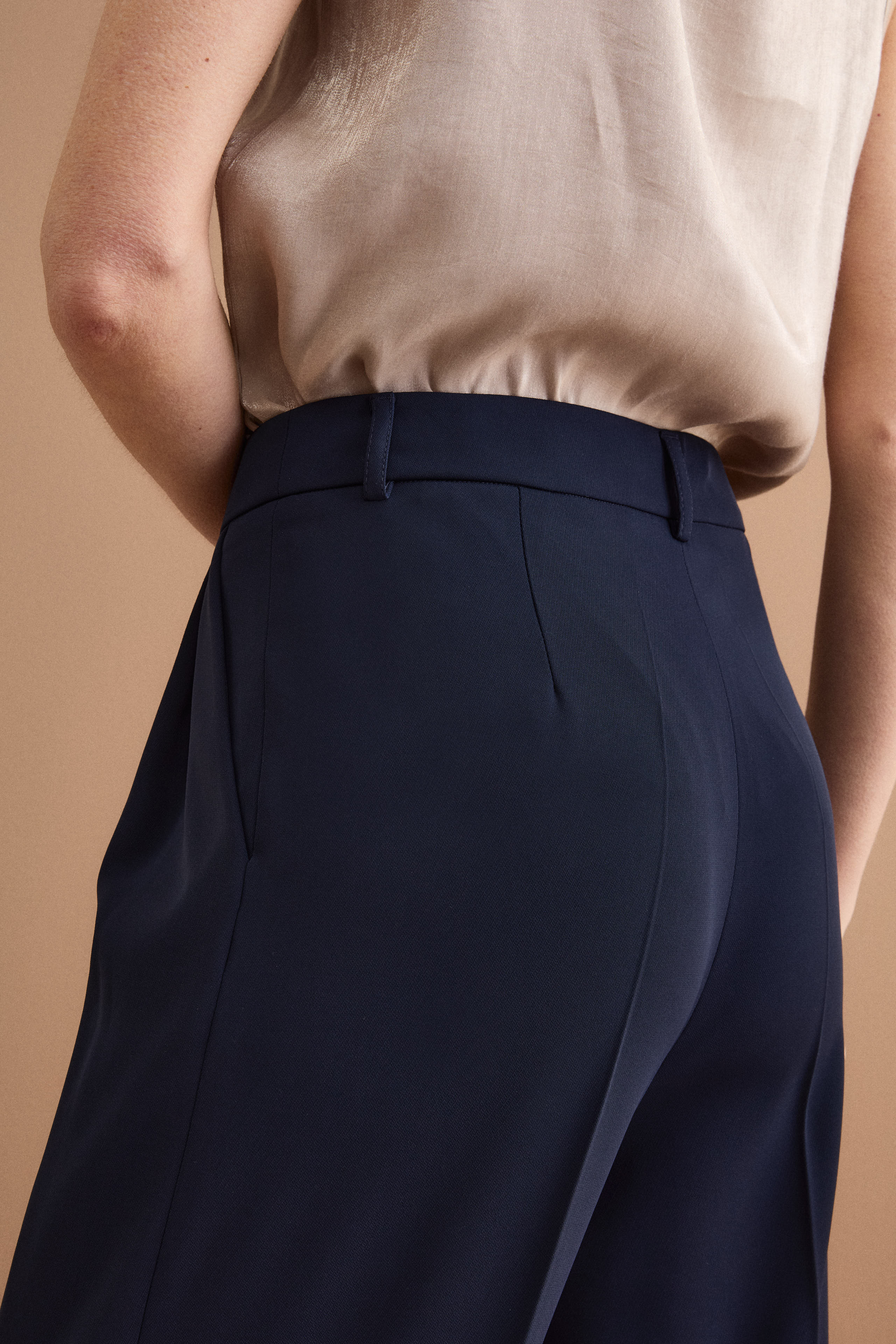 Cady-Hose für festliche Anlässe mit weitem Bein und Bundfalten - BLAU