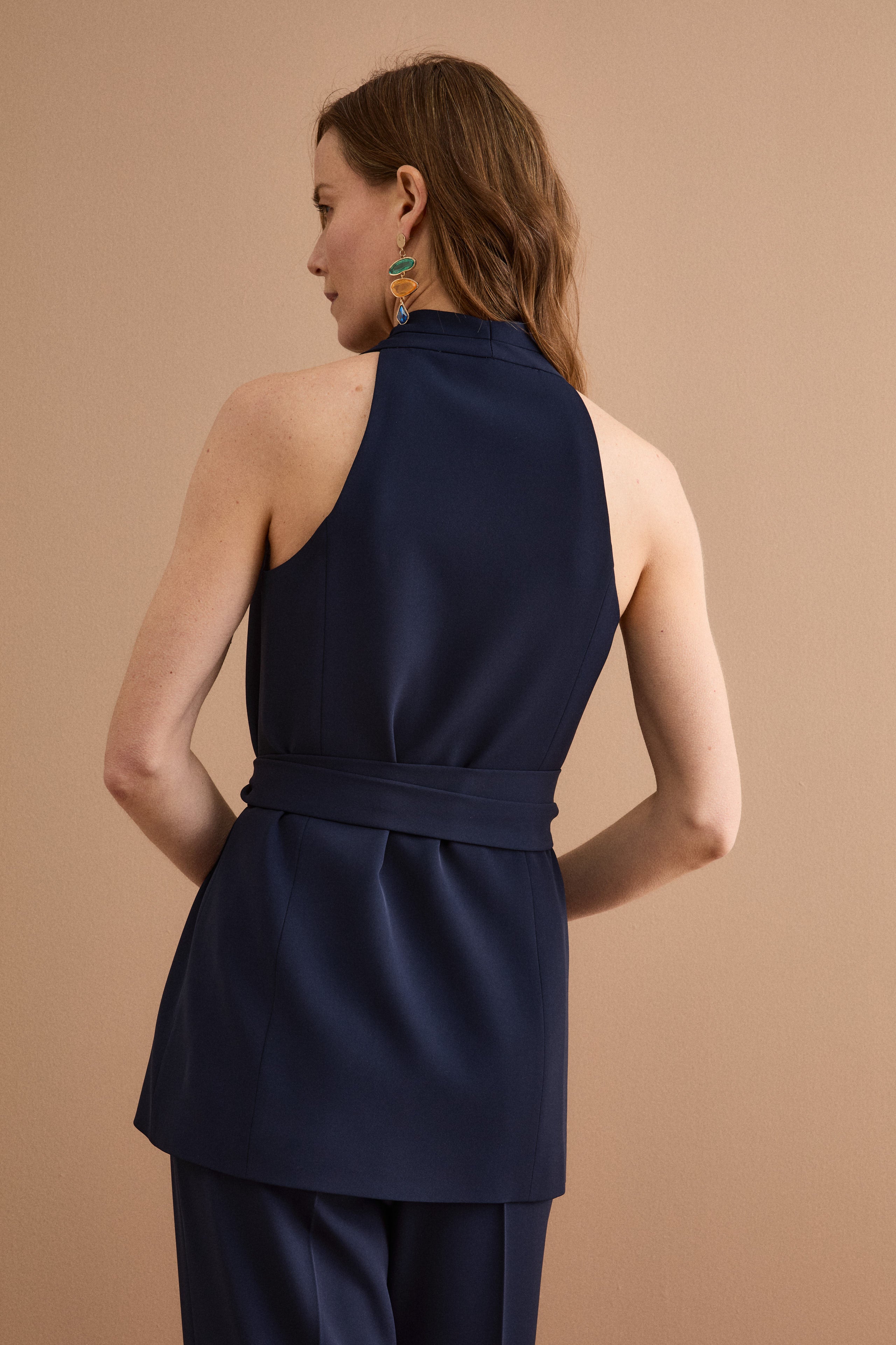 Cady-Weste für festliche Anlässe mit Gürtel - BLAU