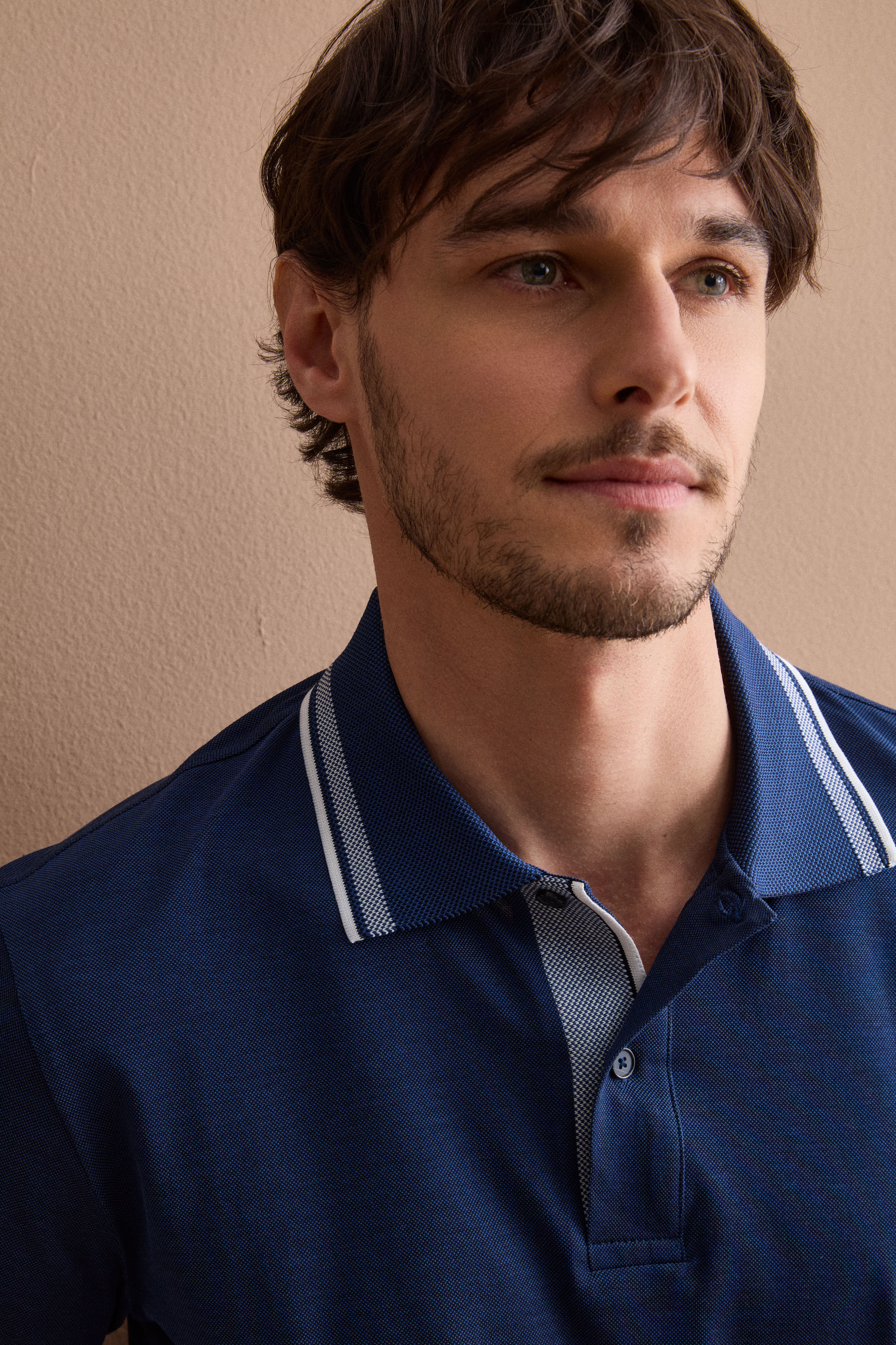 Herren-Oxford-Poloshirt aus mercerisierter Baumwolle - BLAU