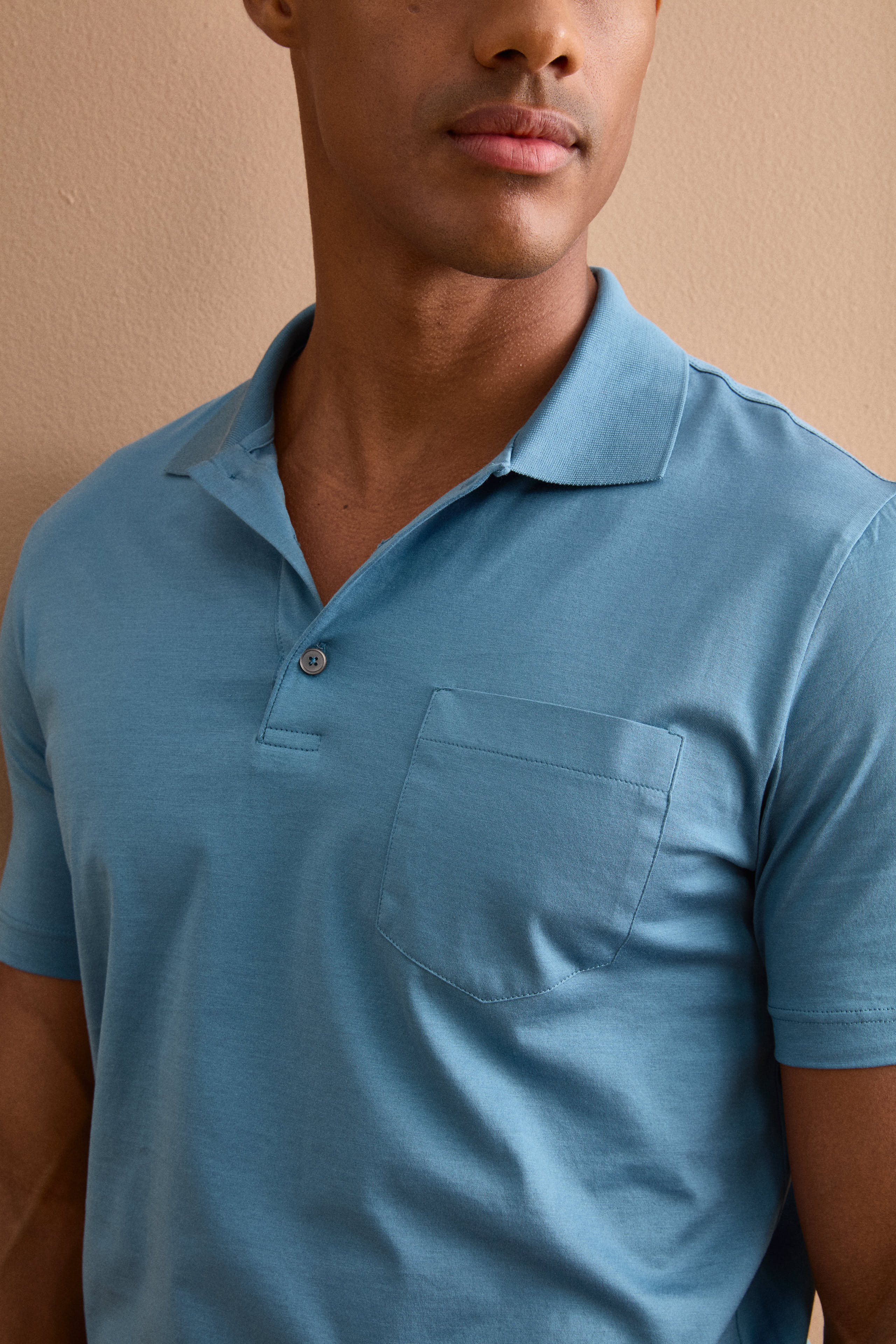 Herren-Polo aus Jersey aus schottischem Lisle-Garn - Luftwaffe blau
