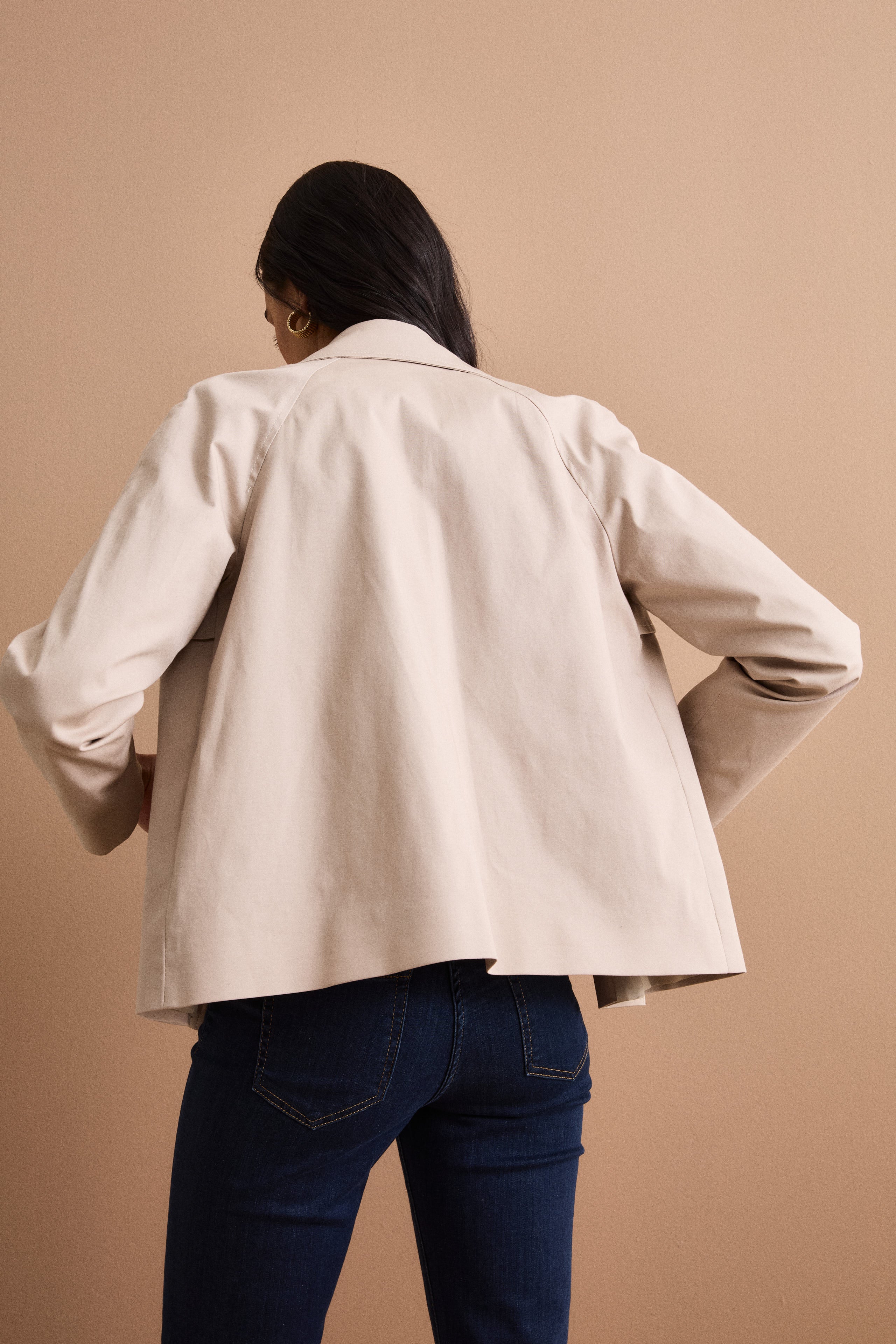 Trench Corto Doppiopetto in Cotone - SABBIA