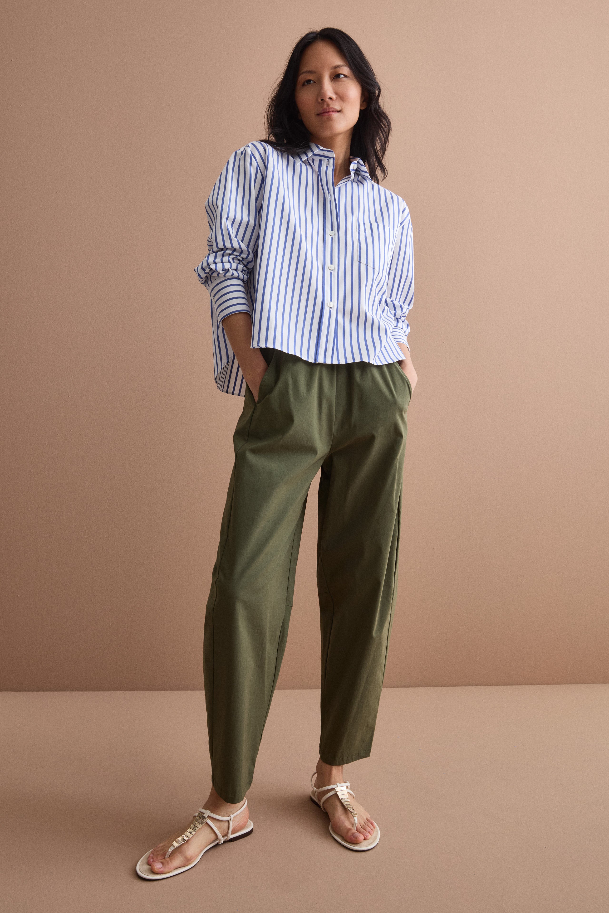 Oversize hemd mit Streifen und Brusttasche - Blau gestreift