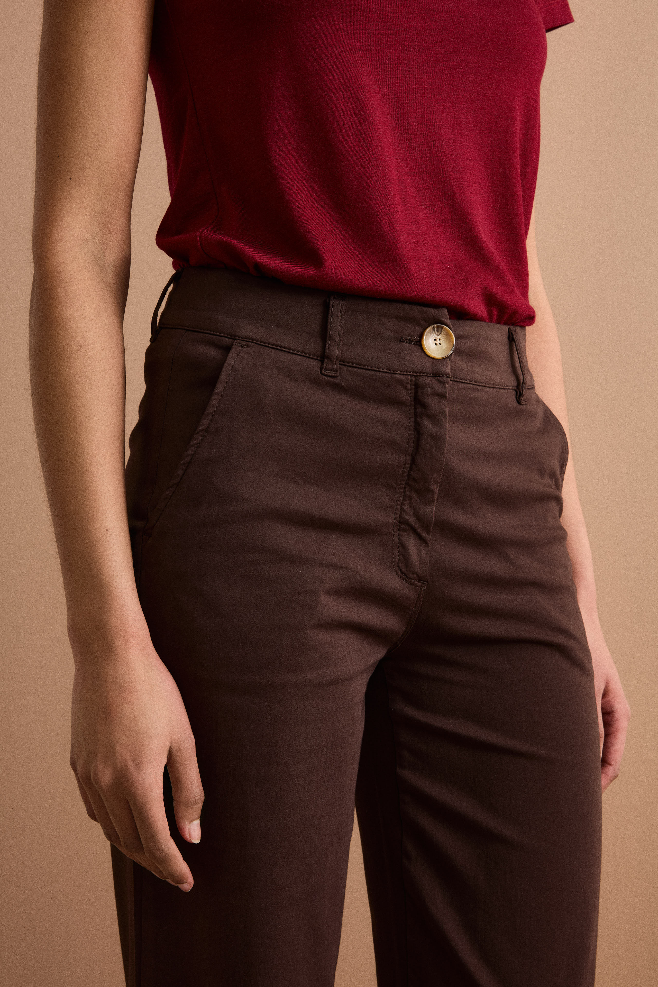 Twill-Hose mit weitem Bein aus Baumwollmischung - braun