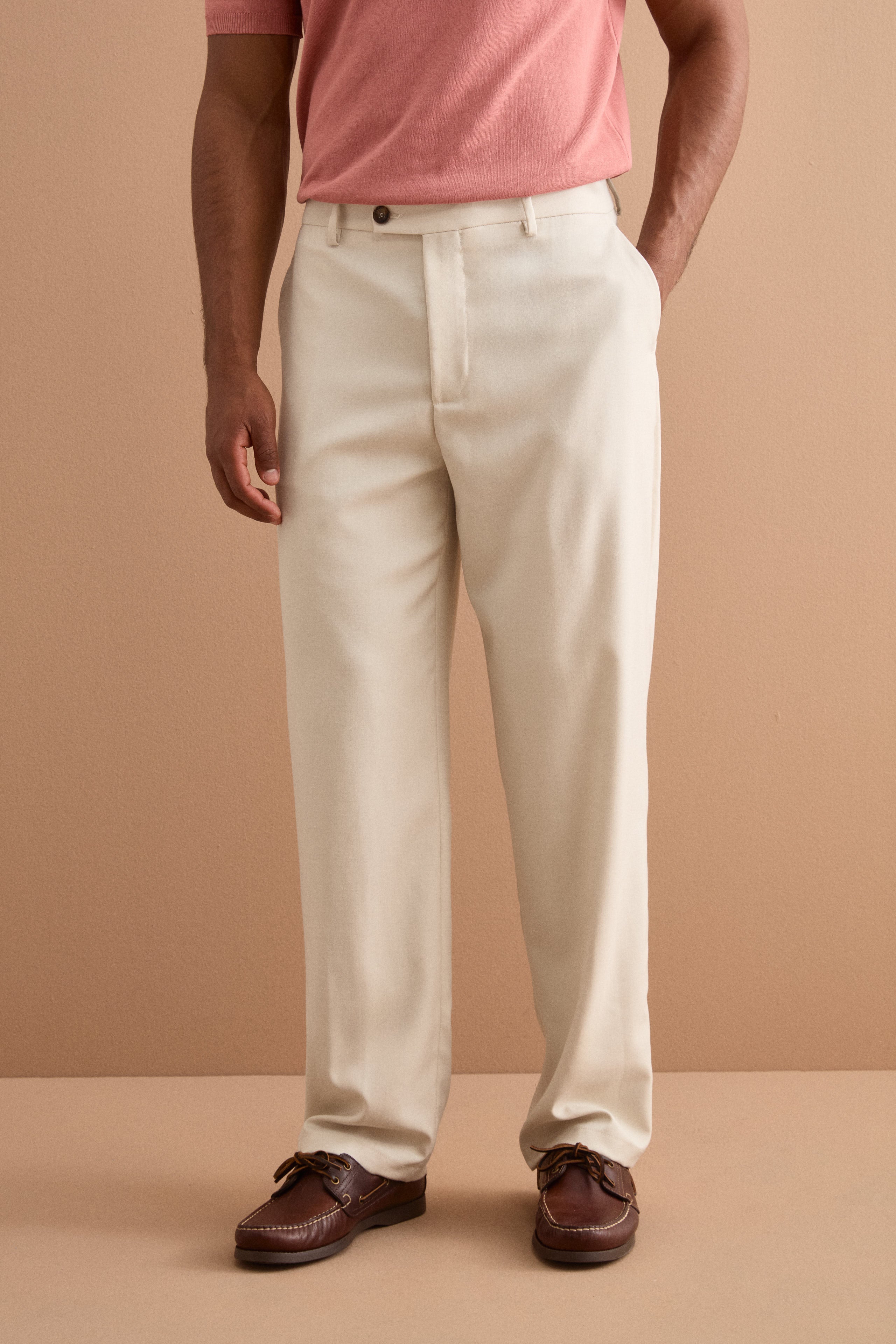 Carrot Wide-Leg-Hose aus Wollmischung - Creme weiß