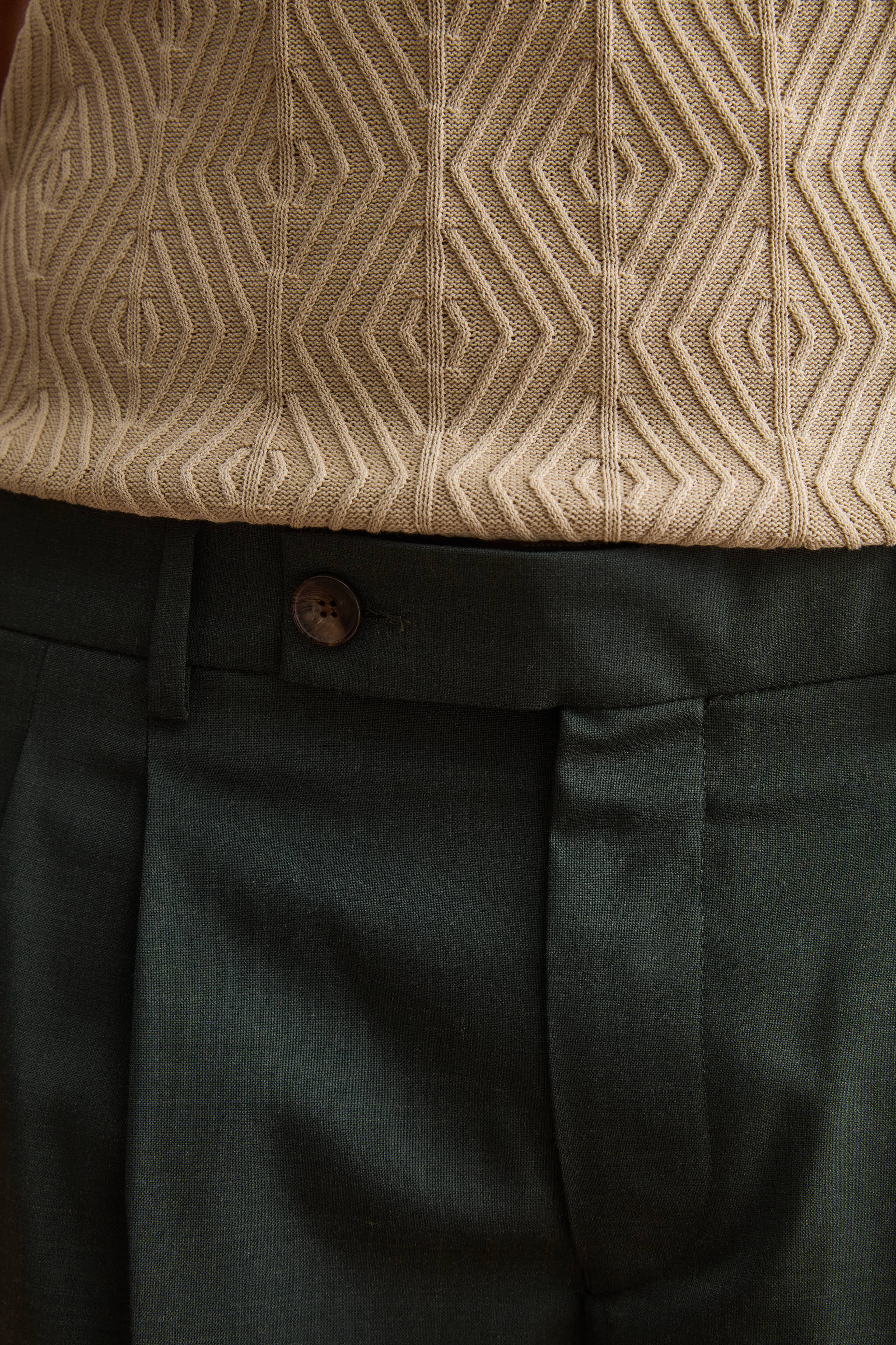 Straight-Leg Pleated Trousers in Wool Blend - GREEN