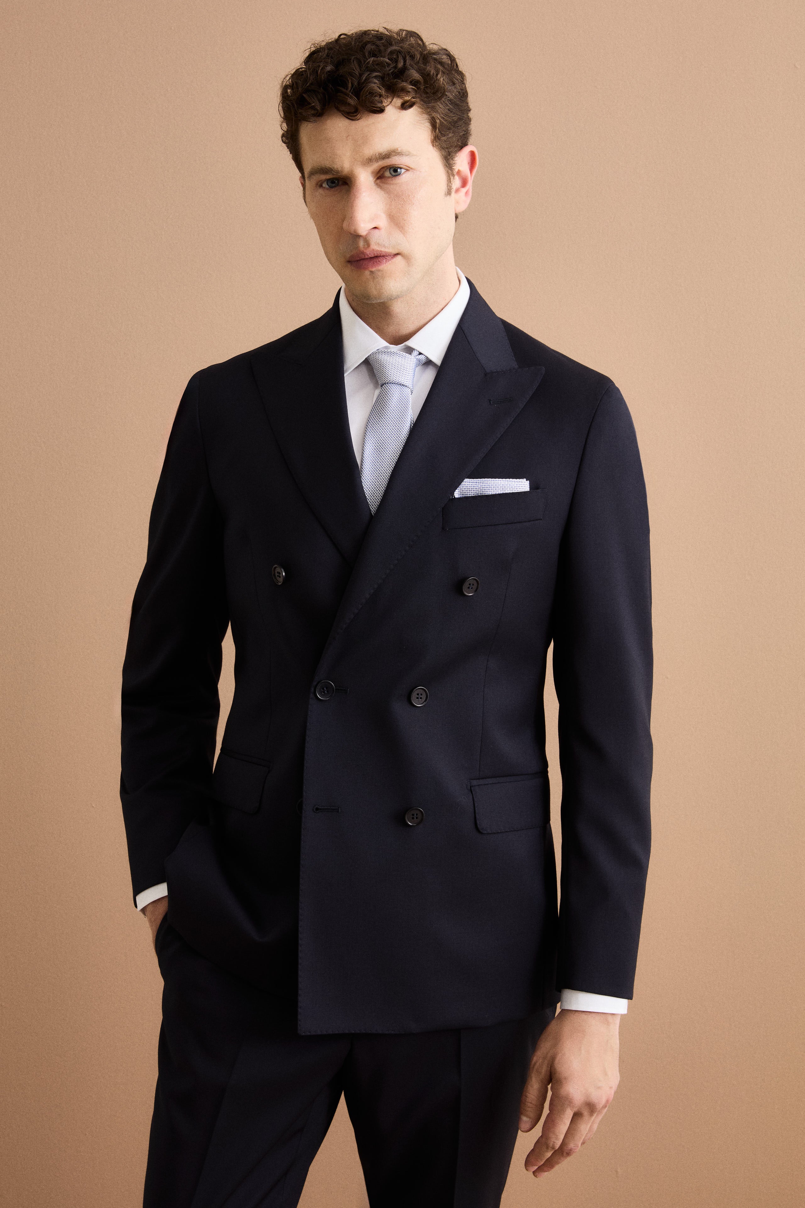 Gemusterte Krawatte für Zeremonien - Hellblaues Muster