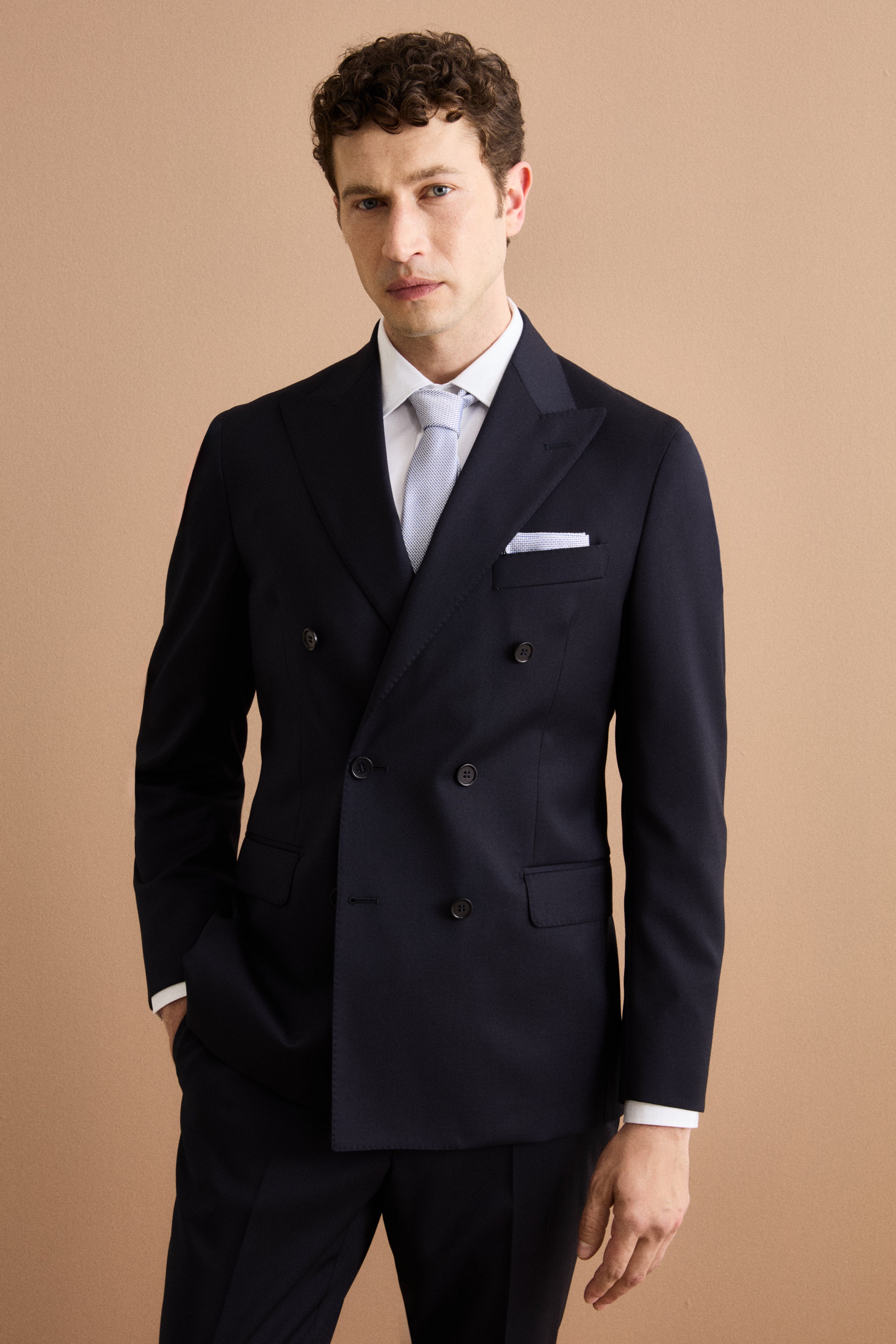 Gemustertes Einstecktuch für Zeremonien - Hellblaues Muster