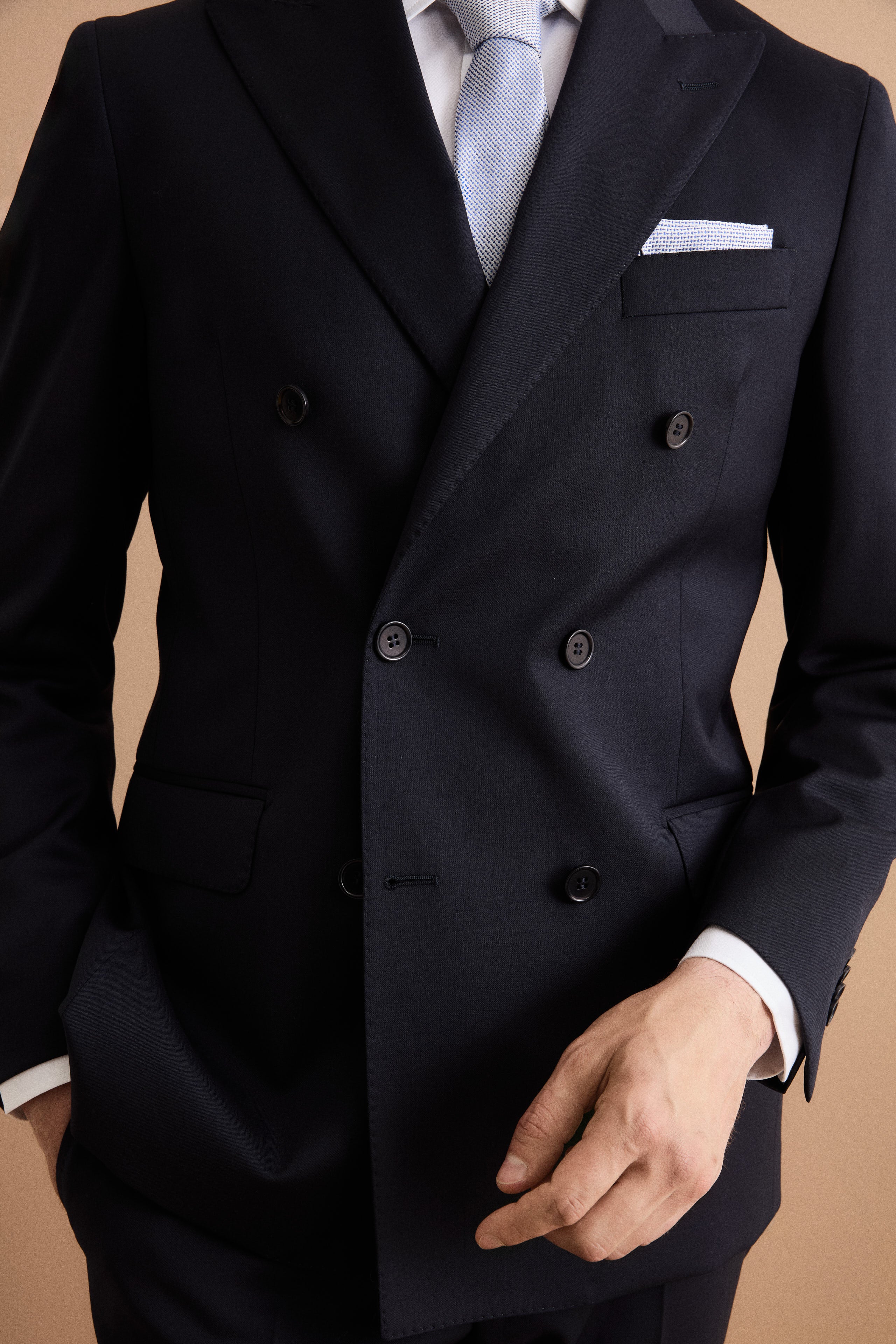 Gemustertes Einstecktuch für Zeremonien - Hellblaues Muster