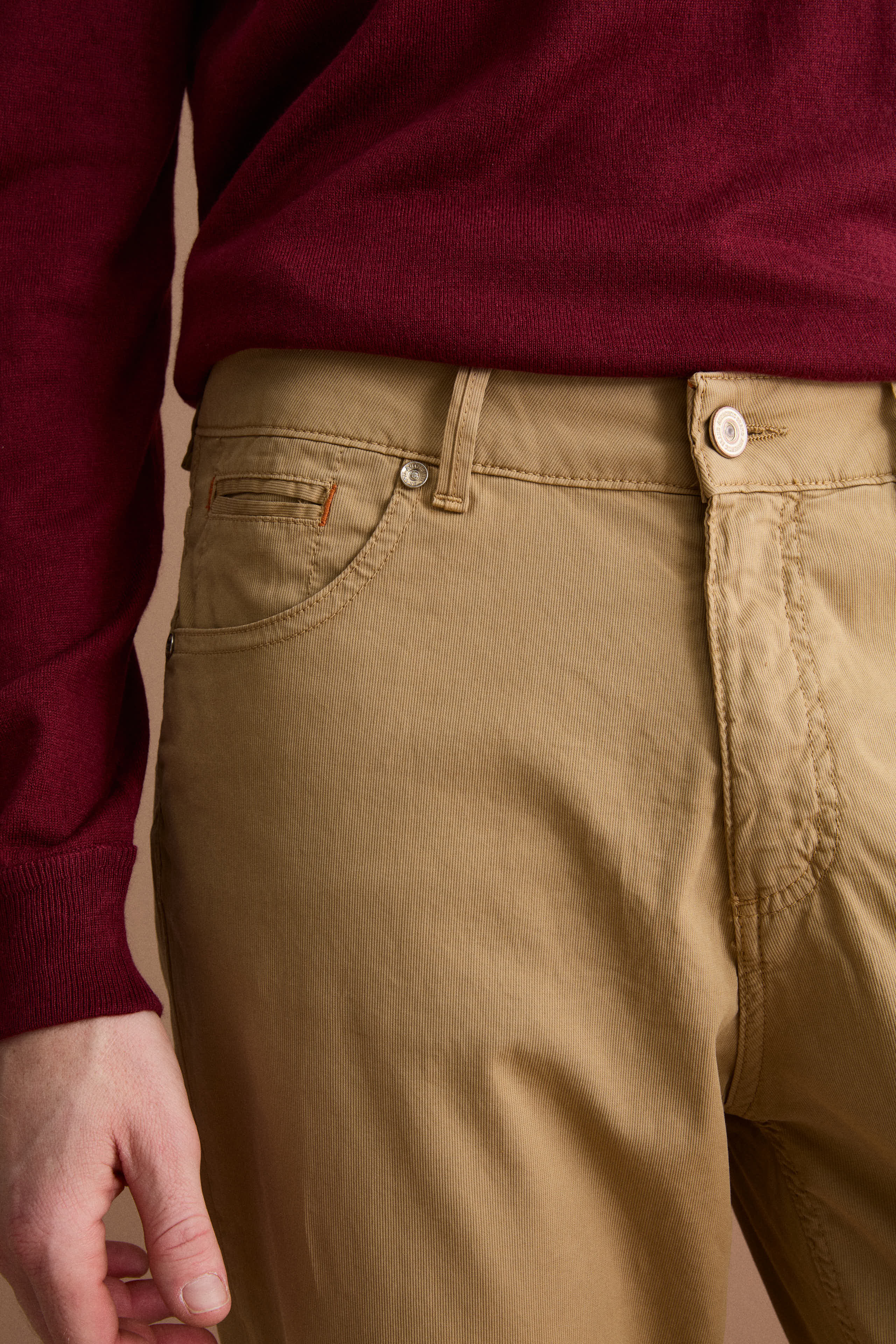 Pantalon Slim Fit Cinq Poches en Denim - Marron clair