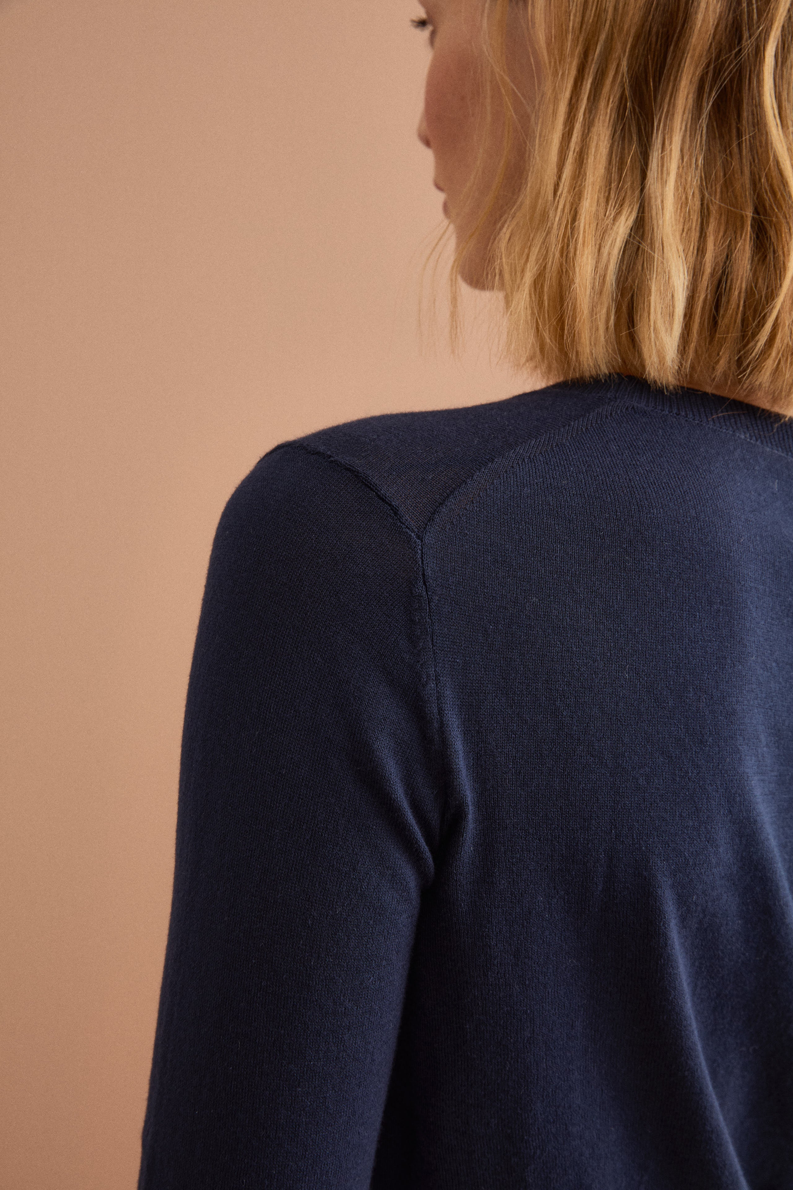 Boxy-Baumwollpullover mit Rundhalsausschnitt - BLAU