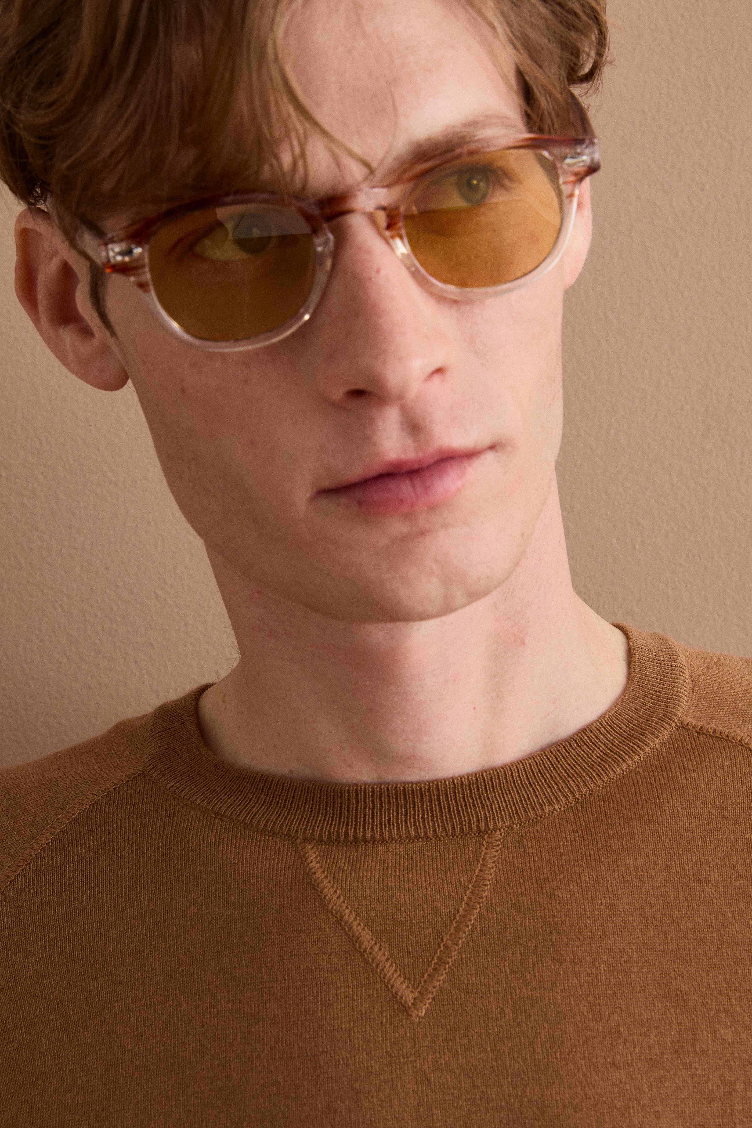 Sweatshirt Col Rond en Soie et Cachemire - Marron tabac