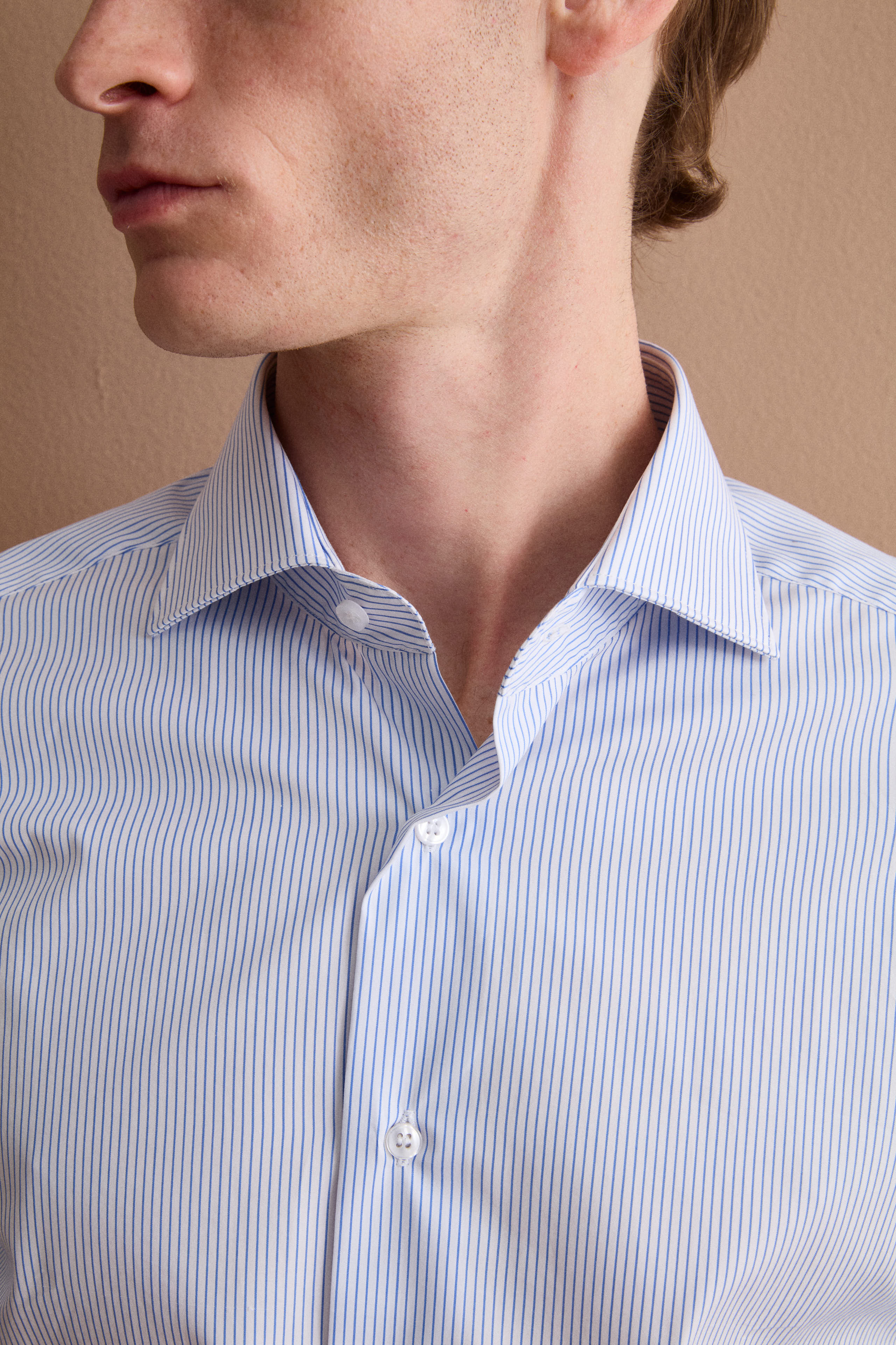 Chemise Slim Fit en Coton Double Retors - Bande blanche