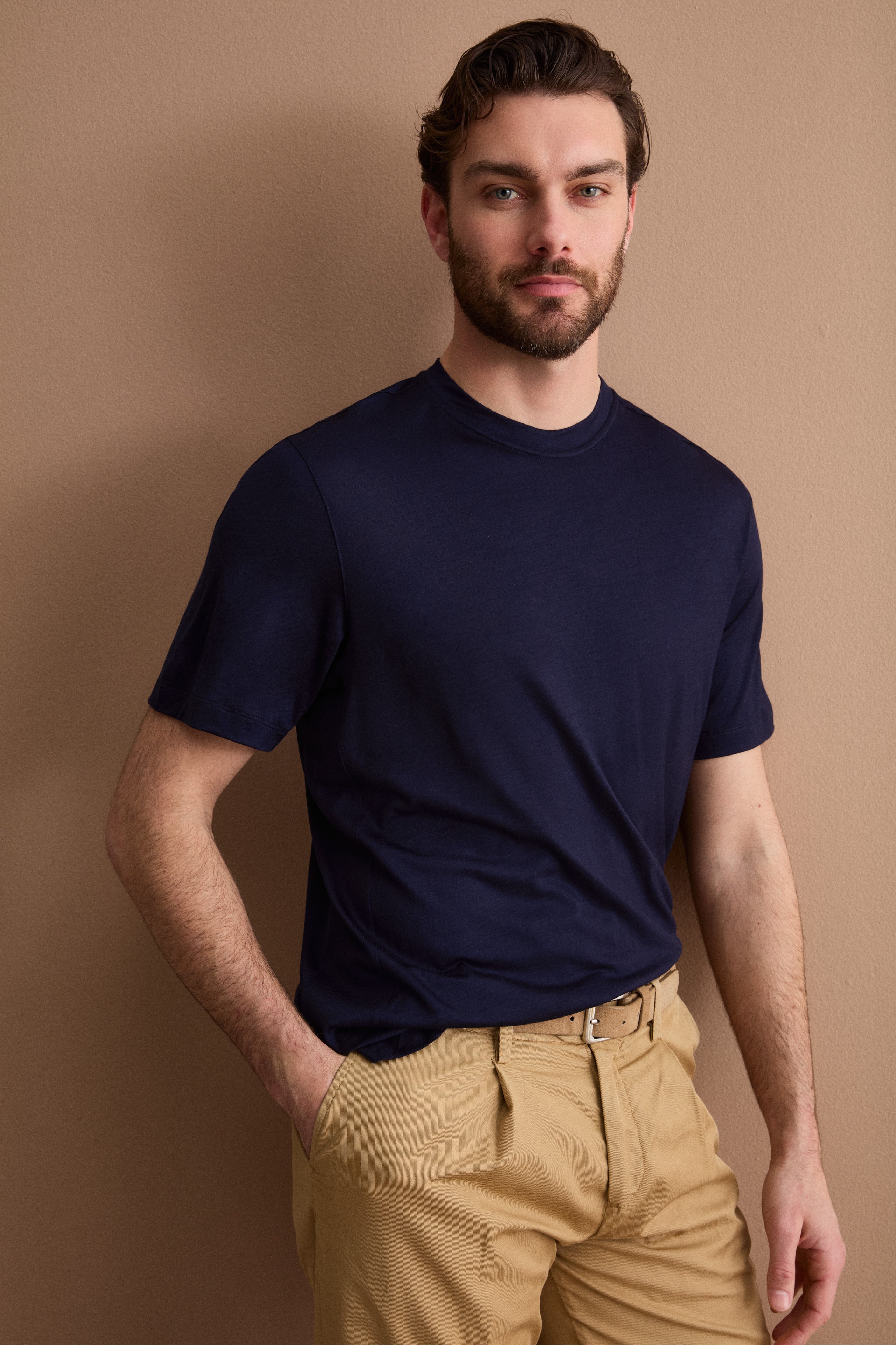 Regular Fit Merino Wool T-Shirt - BLUE