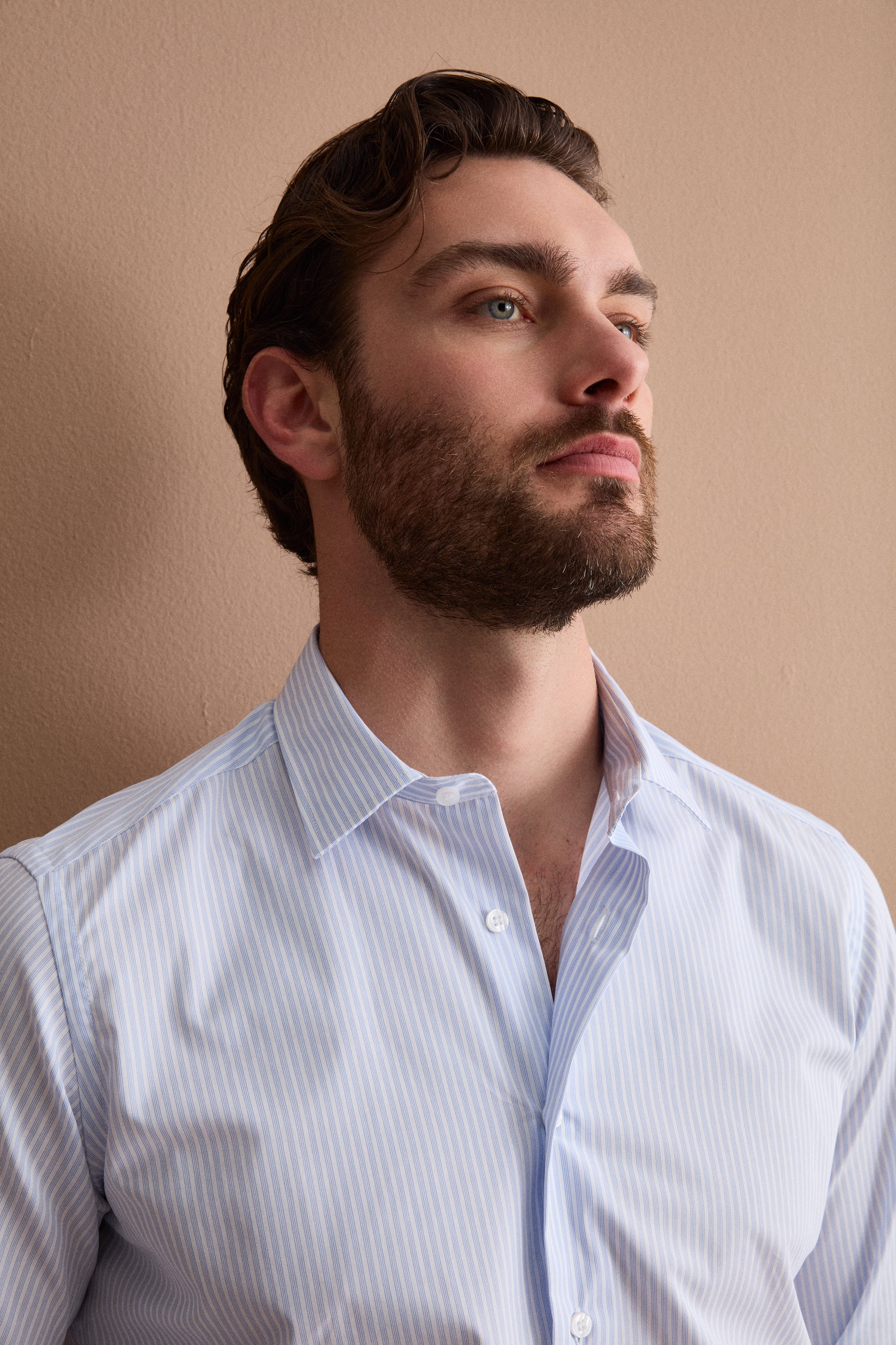 Chemise Slim Fit en Coton Sans Repassage Rayée - -