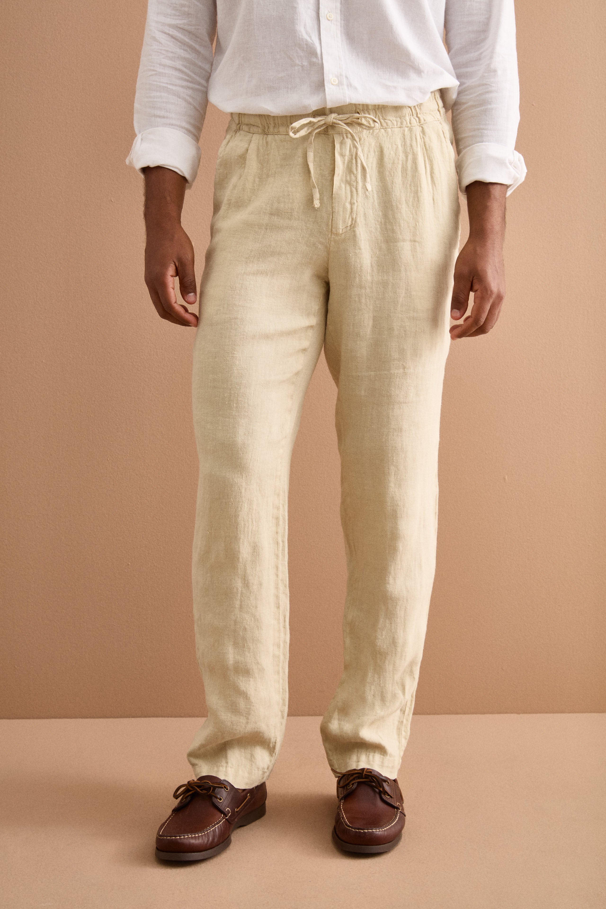 Pantalone Uomo in Lino con Coulisse ed Elastico - SABBIA