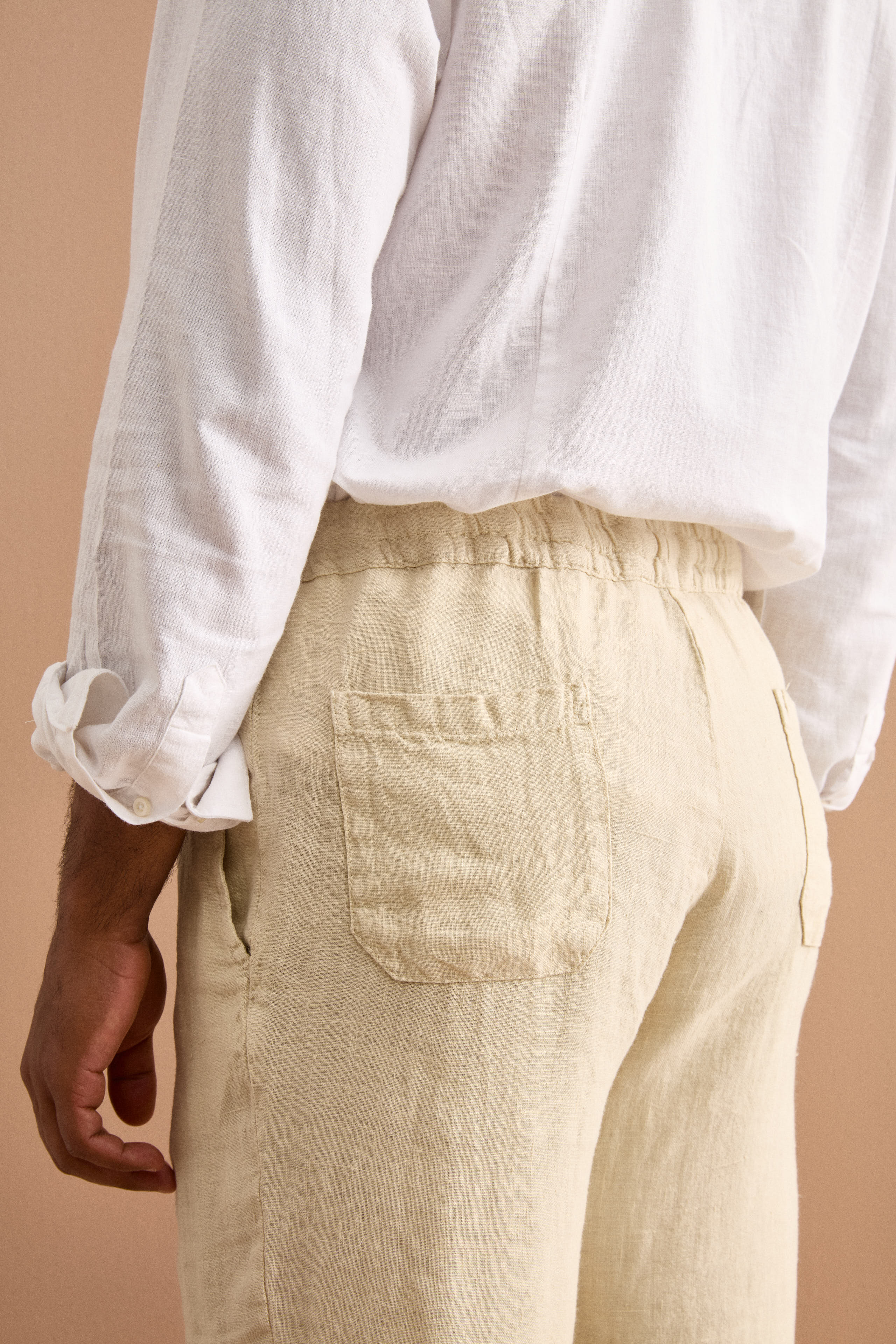 Pantalone Uomo in Lino con Coulisse ed Elastico - SABBIA