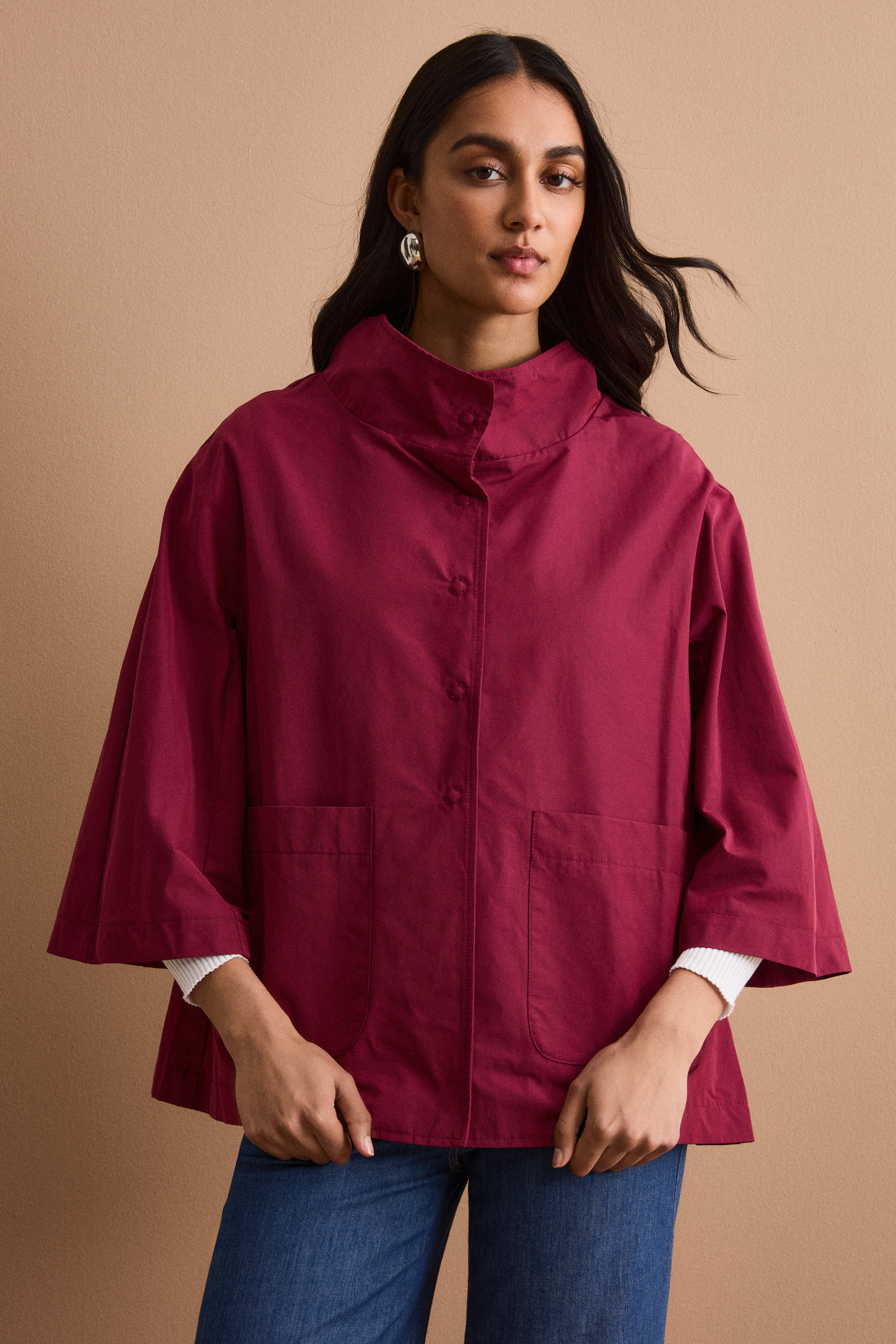 Cappa Over Sfoderata in Misto Cotone - BORDEAUX