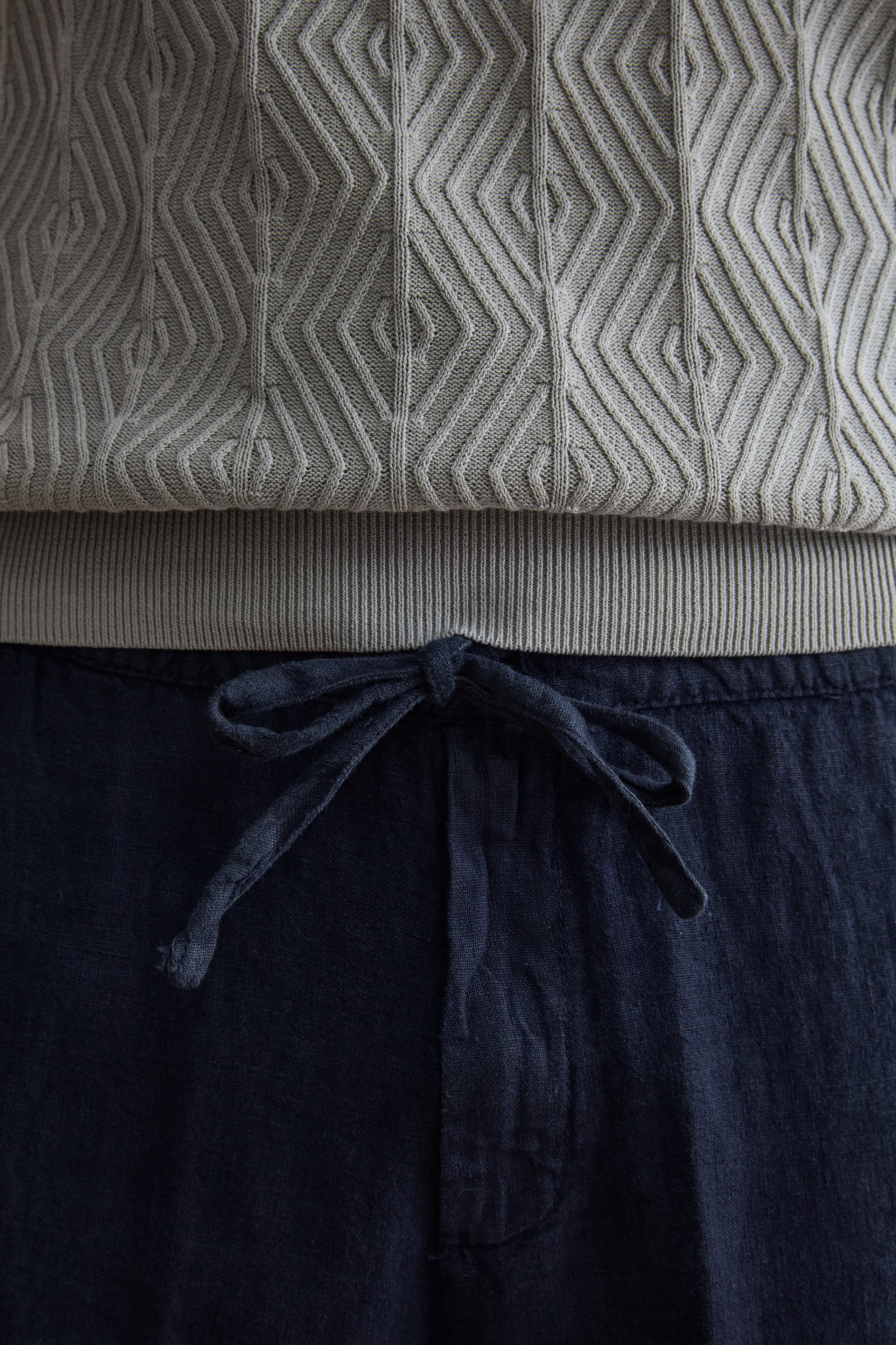 Bermuda in Lino con Coulisse e Risvolto - BLU