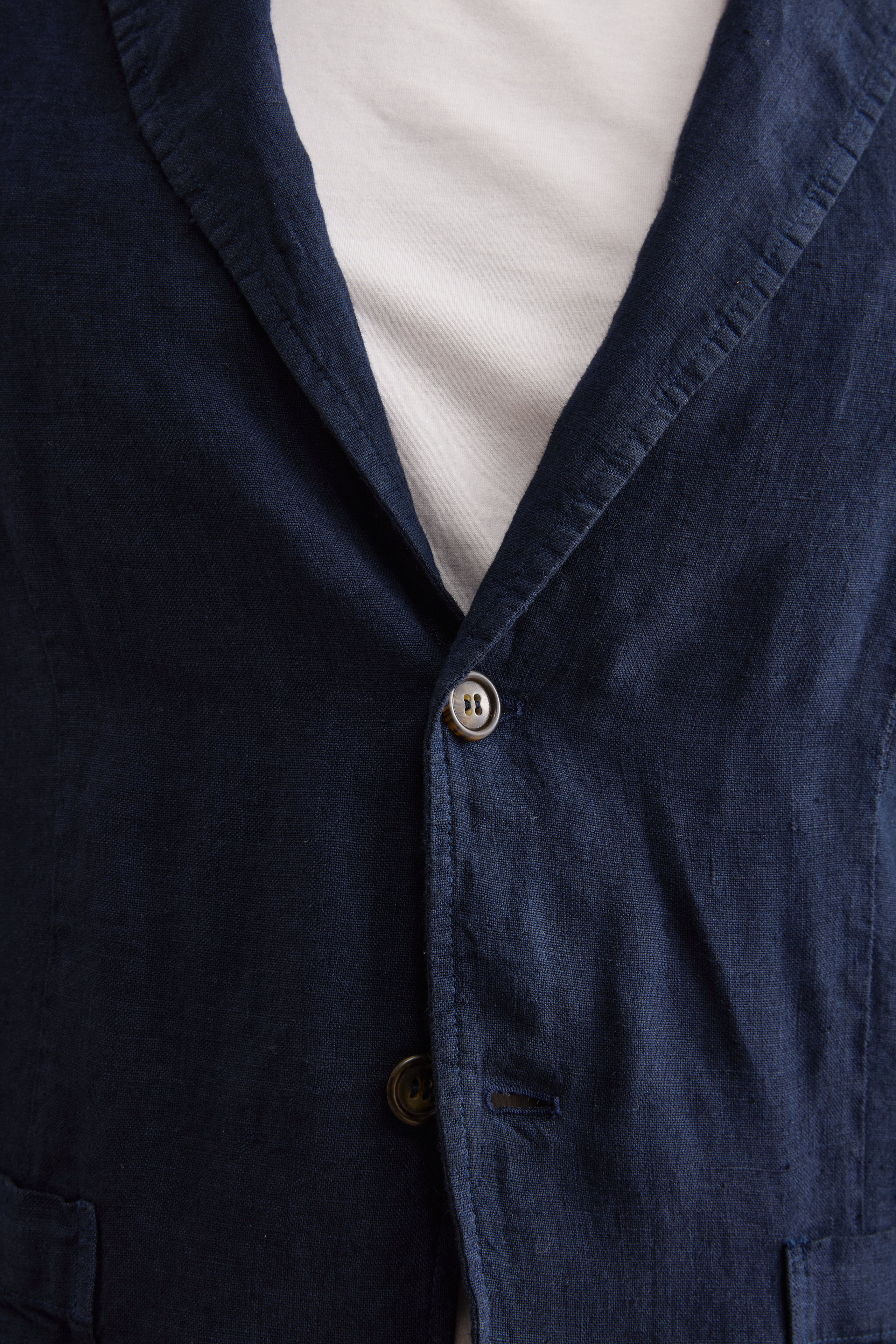 Ungefütterte Regular-Fit-Leinenjacke - BLAU