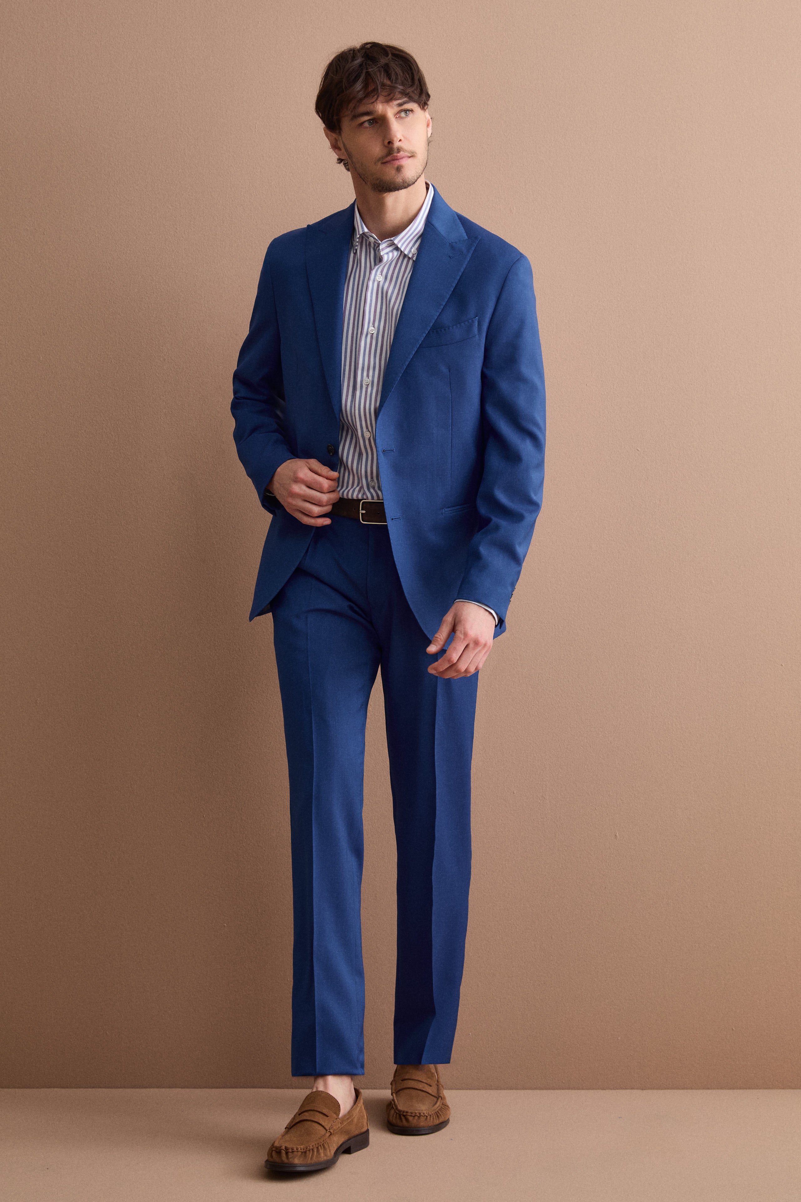 Men’s elegant slim-fit virgin wool suit - Royal blue