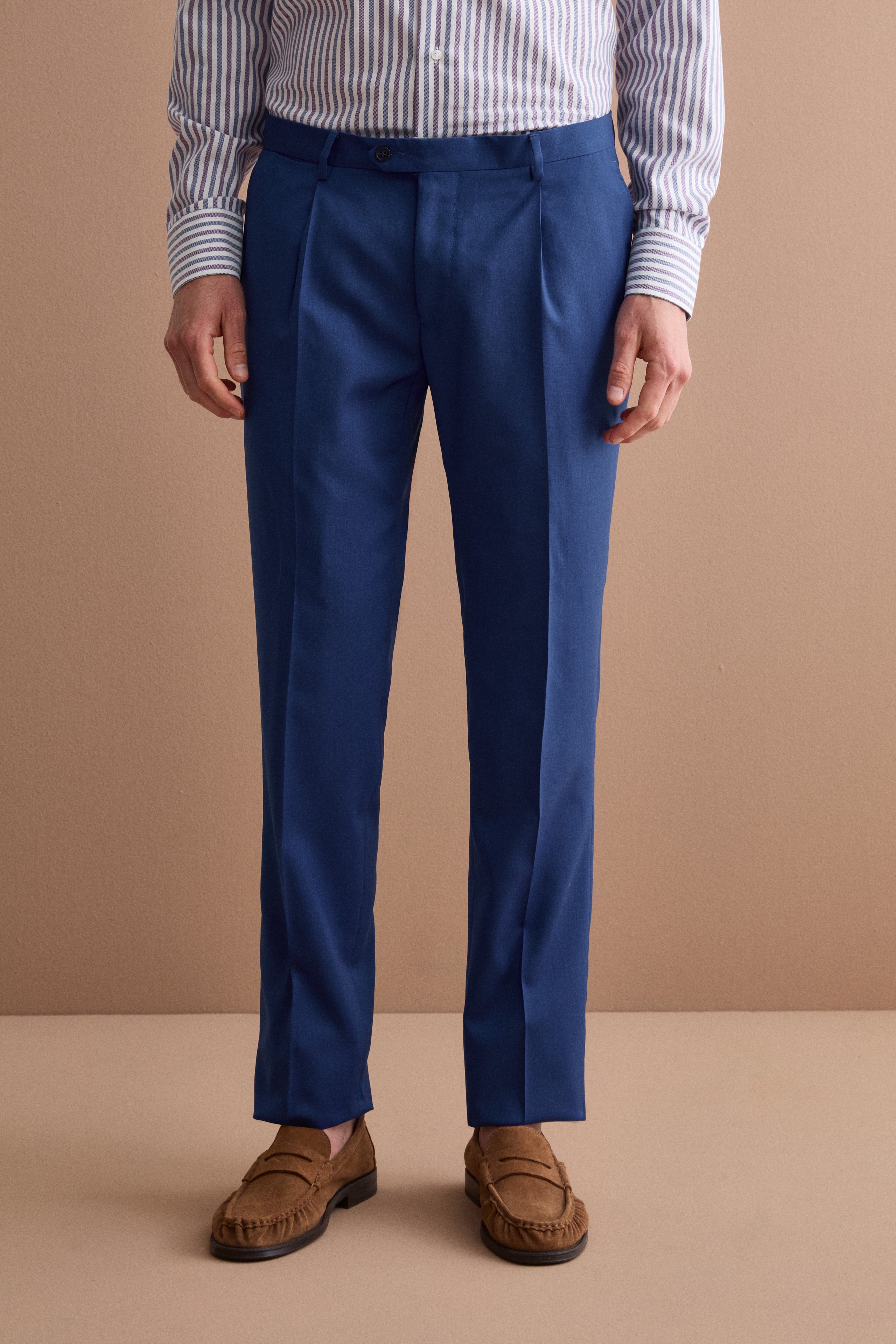 Men’s elegant slim-fit virgin wool suit - Royal blue