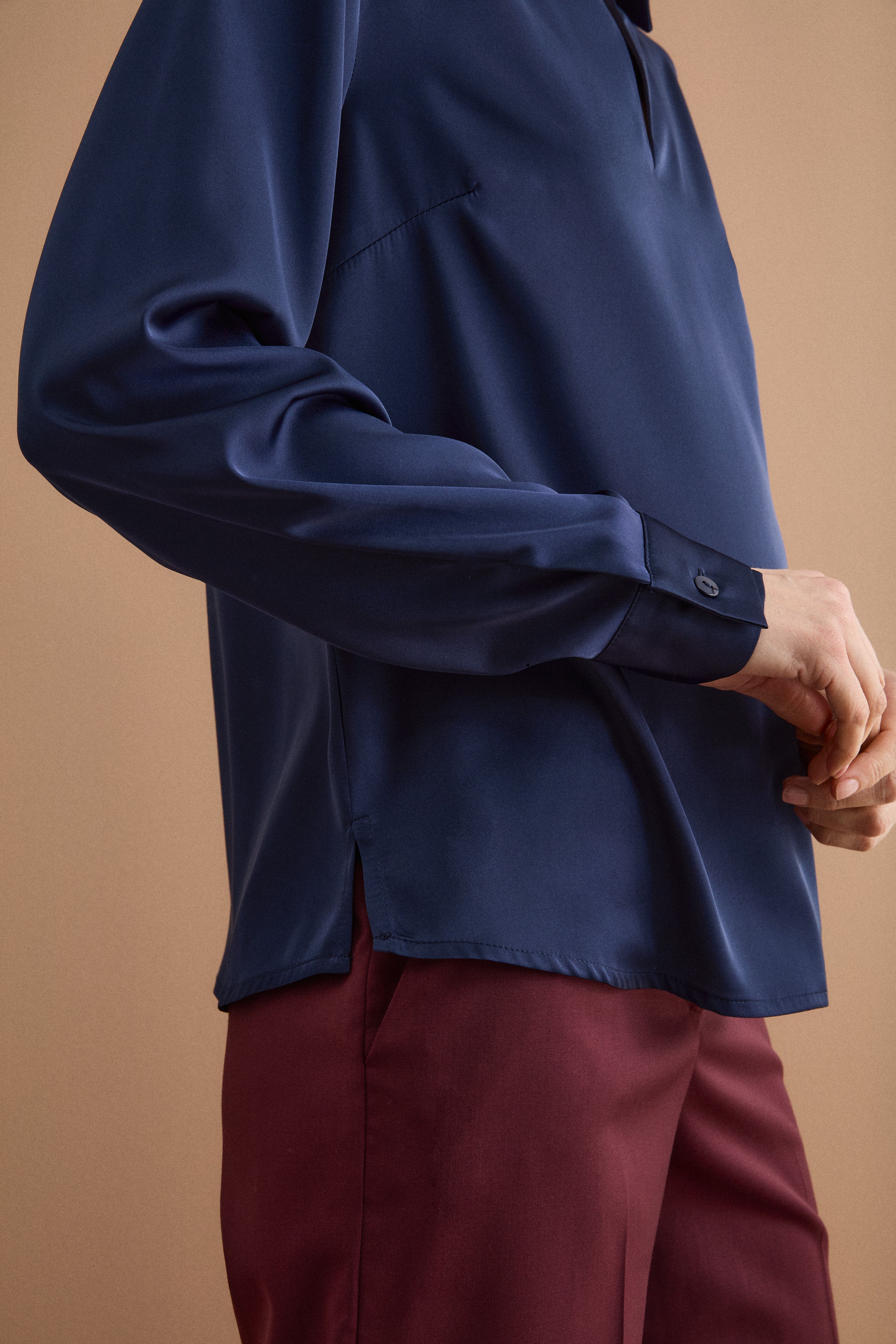 Blouse élégante oversize avec col chemise - BLEU