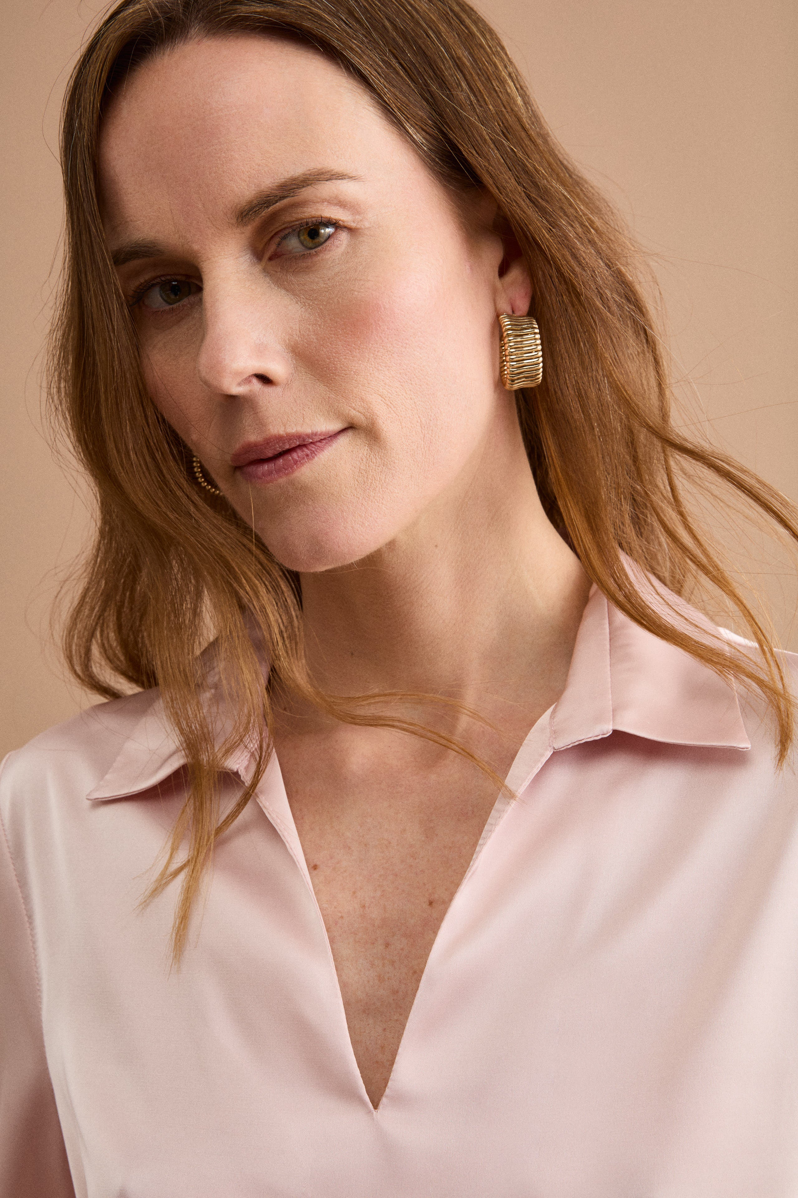 Blouse élégante oversize avec col chemise - Rose