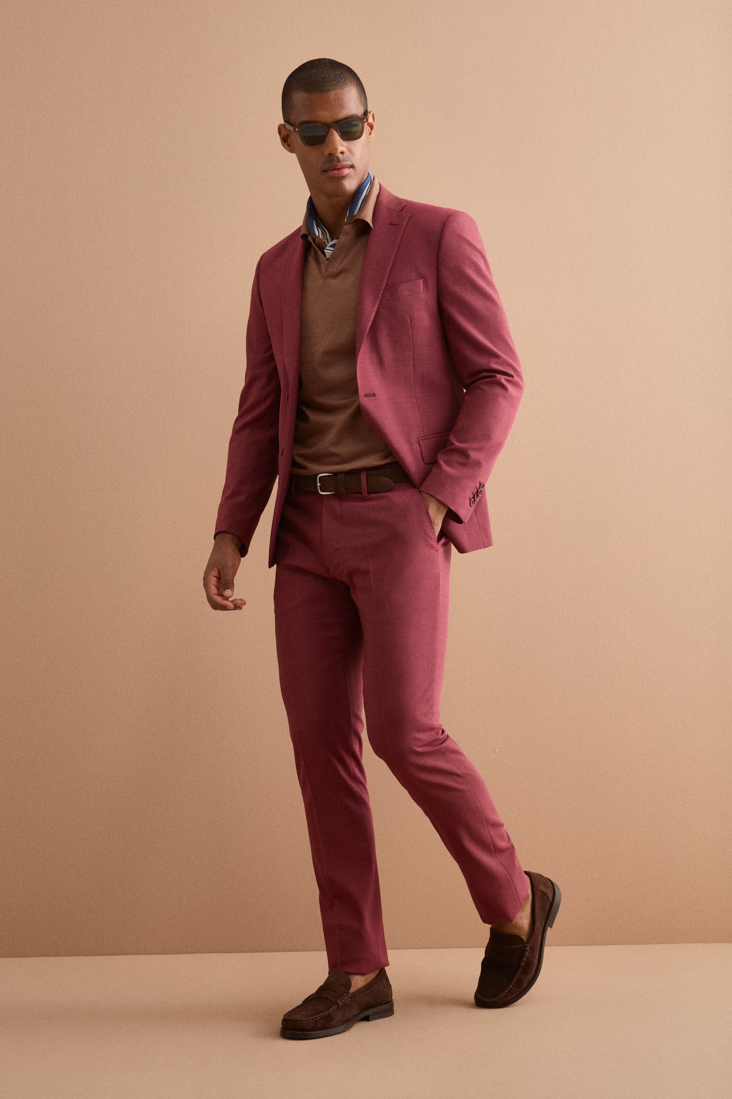 Abito Uomo Monopetto in Lino Slim Fit - BORDEAUX