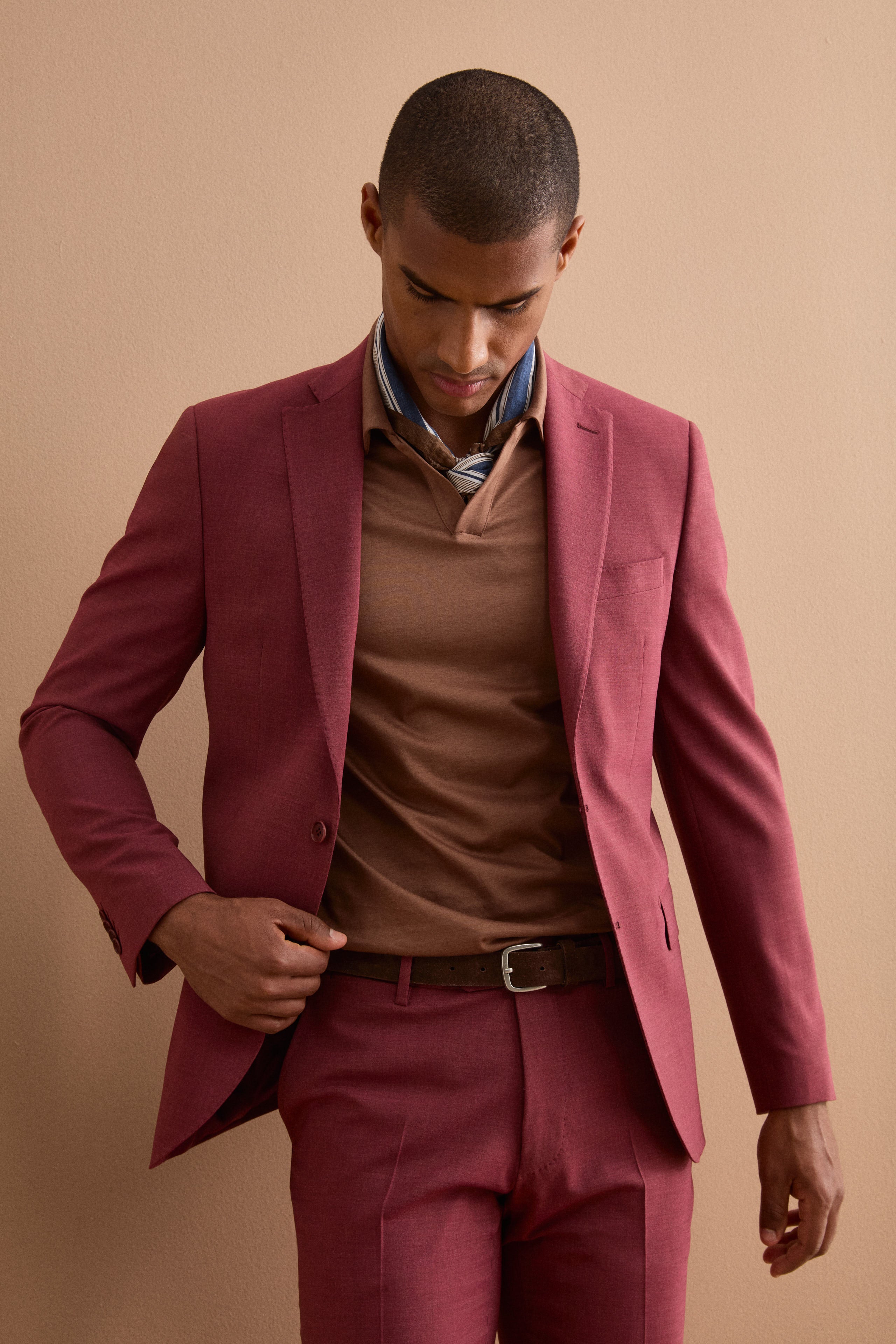 Abito Uomo Monopetto in Lino Slim Fit - BORDEAUX