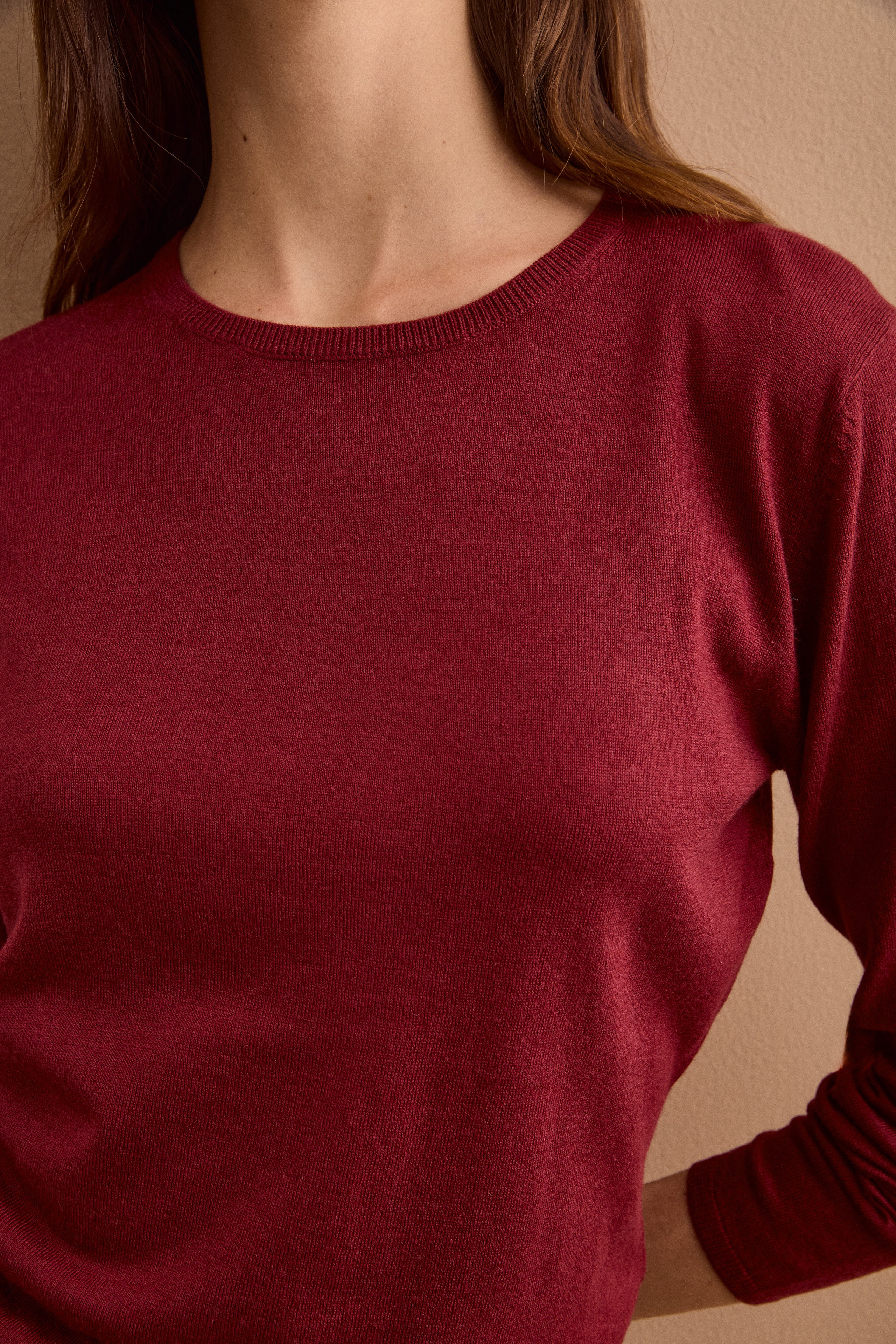 Maglia Girocollo in Seta e Cashmere - BORDEAUX
