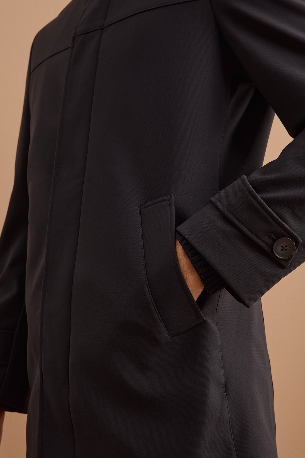 Impermeabile Stretch Monopetto con Zip - BLU