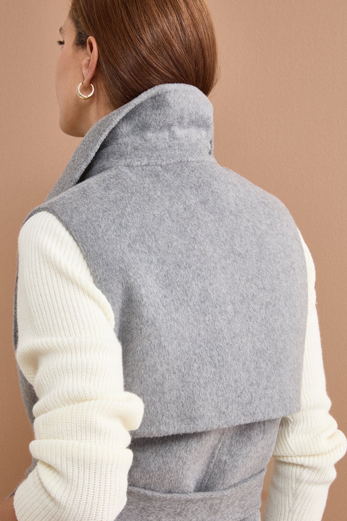 Long Double-Breasted Double-Faced Wool-Blend Vest - GREY