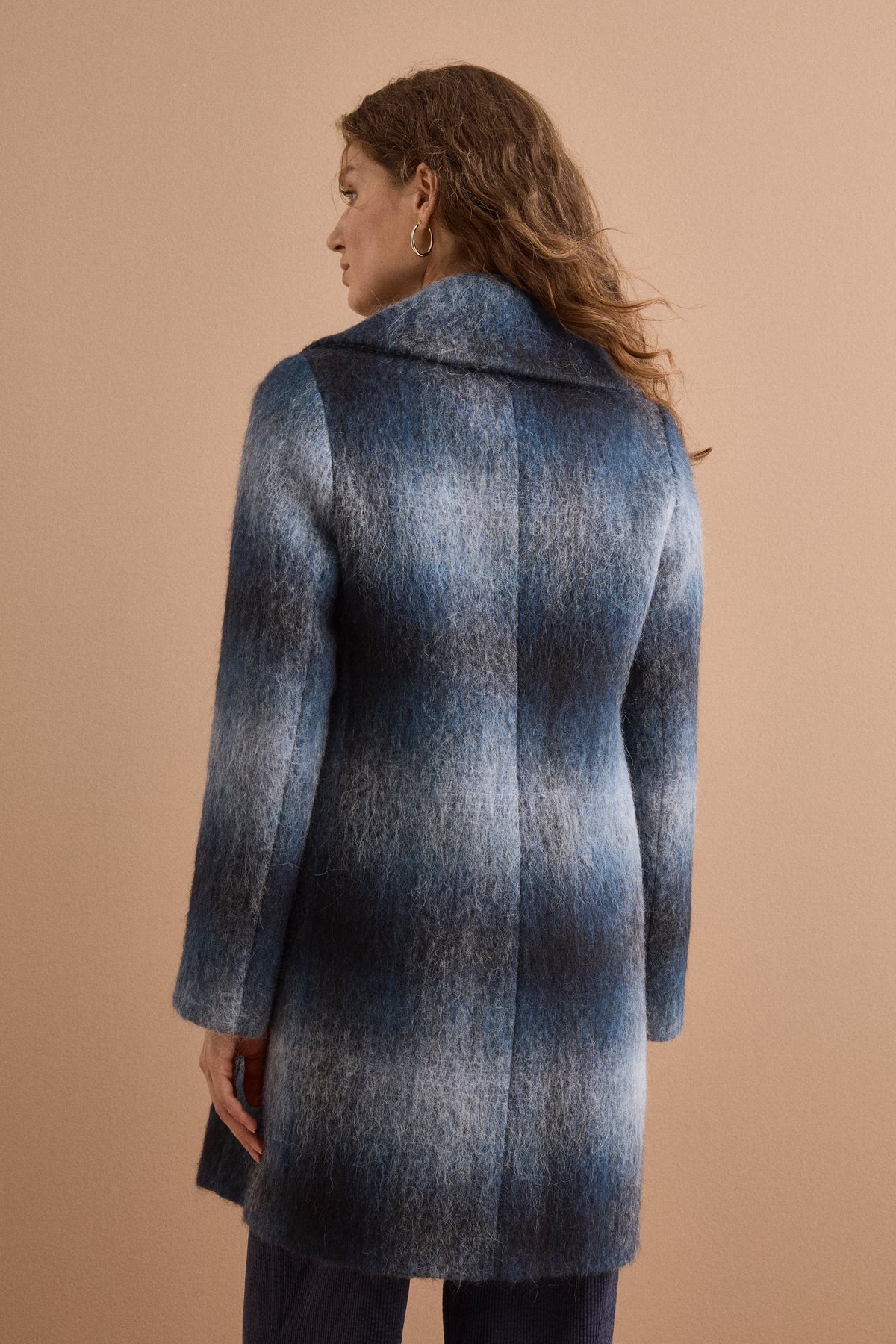 Cappotto Lungo Doppiopetto Melange Sfumato - BLU