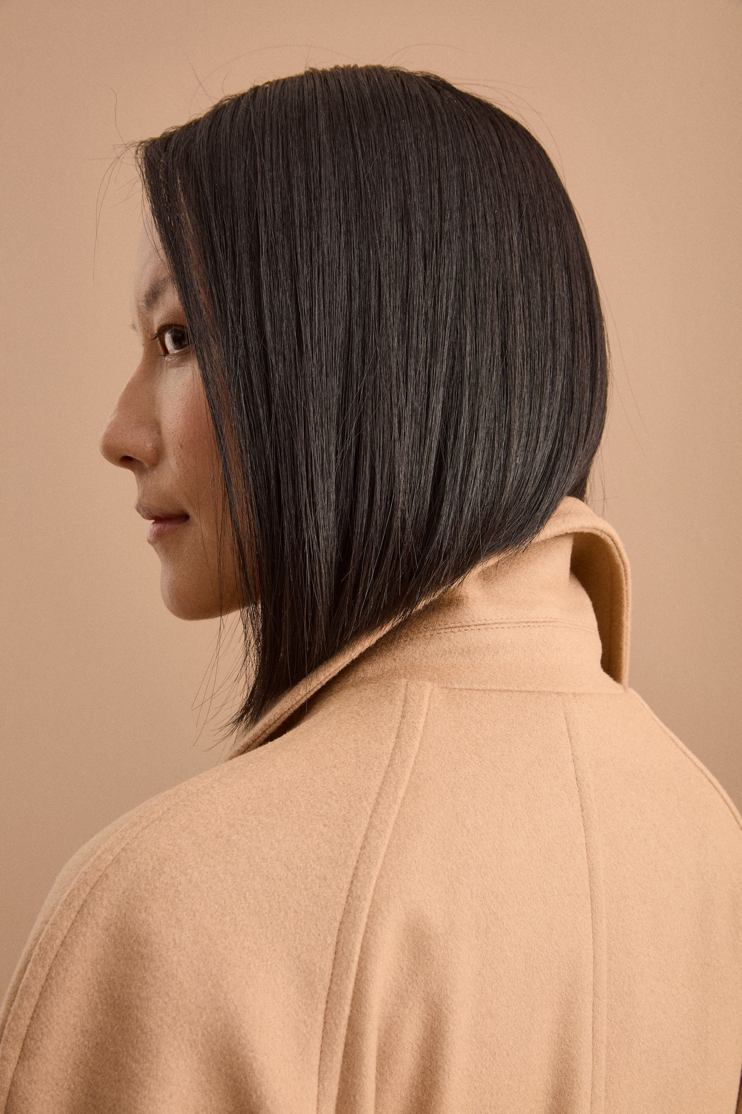 Lined Double-Breasted Coat in Wool and Cashmere - Camel
