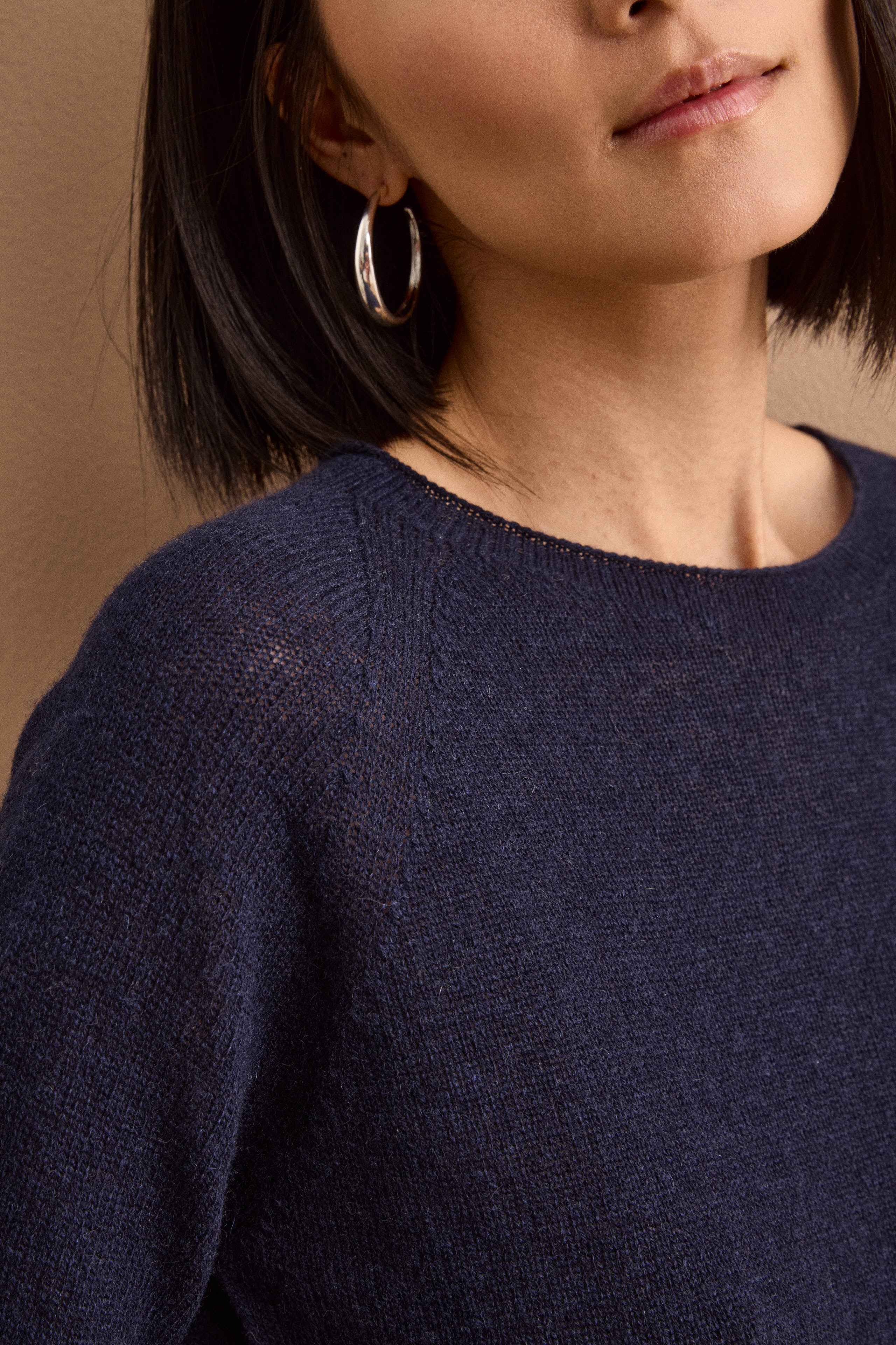 Pull Raglan Col Bateau en Cachemire - BLEU