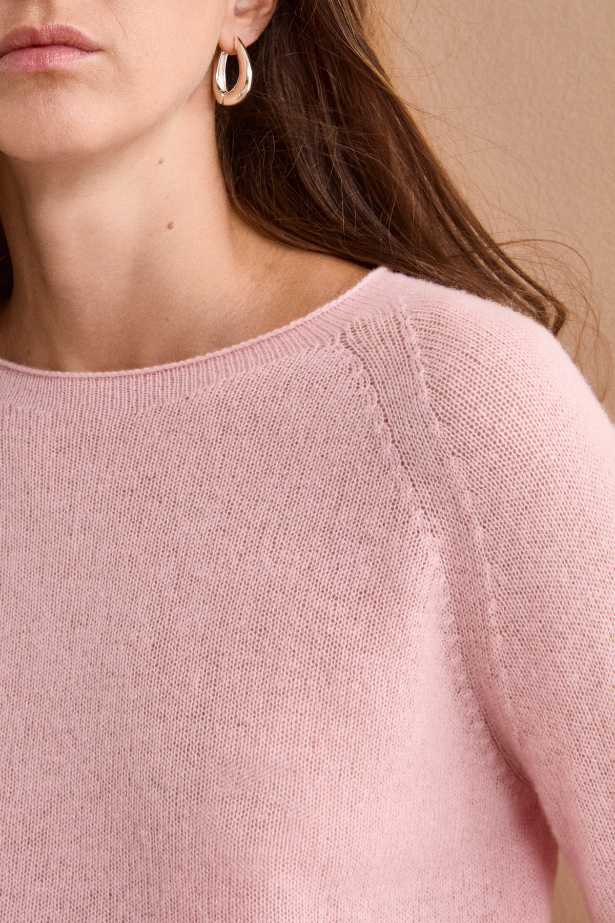 Cashmere Raglan Boat-Neck Jumper - Pink
