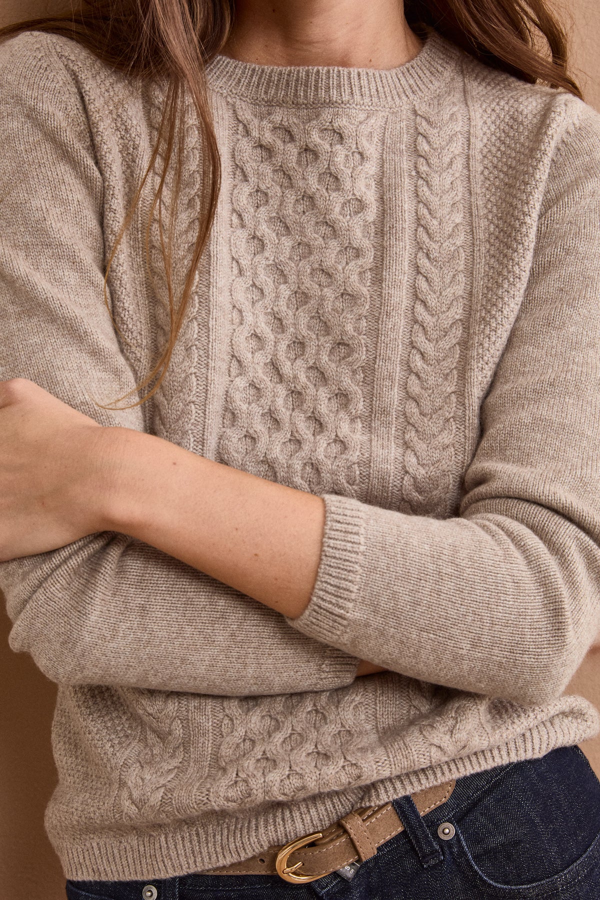 Wool and Cashmere Textured Crew-Neck Sweater - -