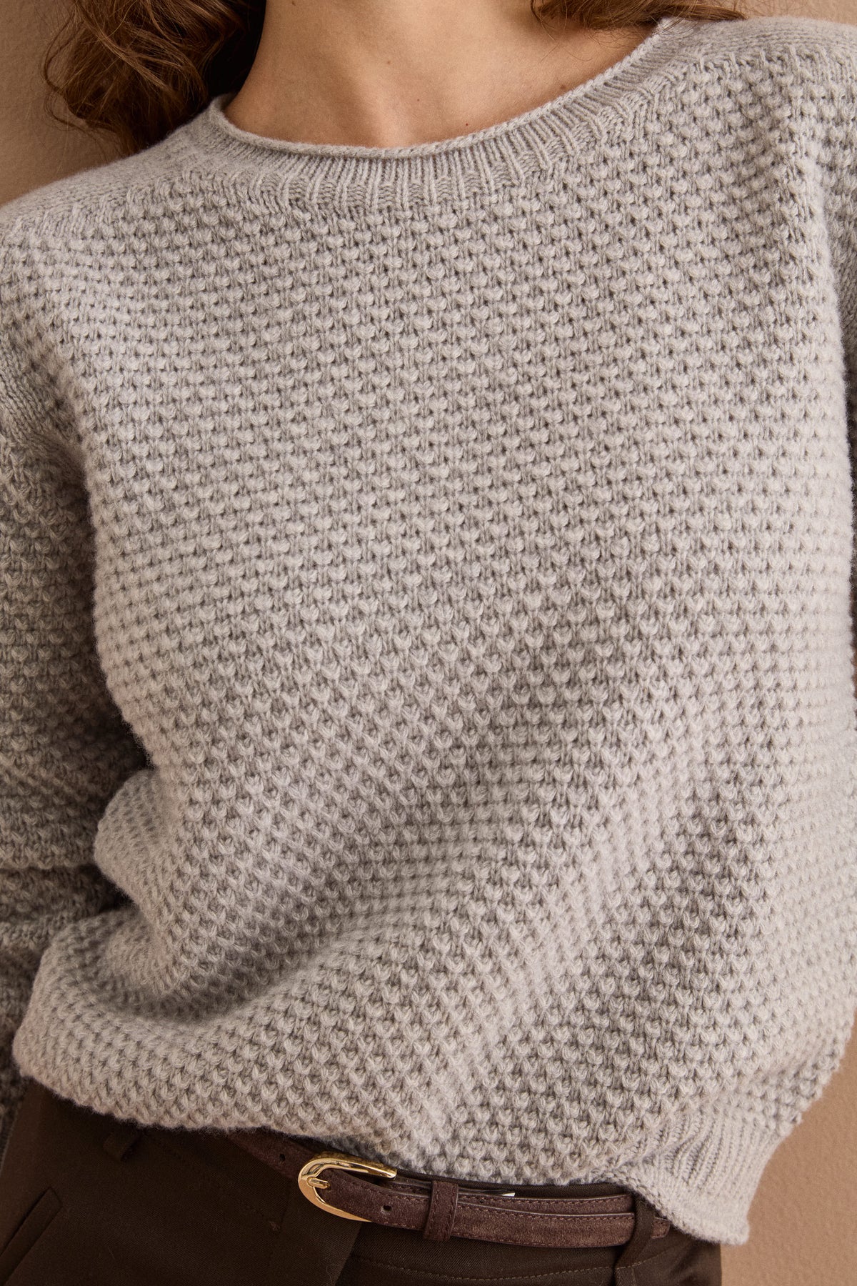 Maglia Girocollo in Lana e Cashmere Regular Fit - CENERE