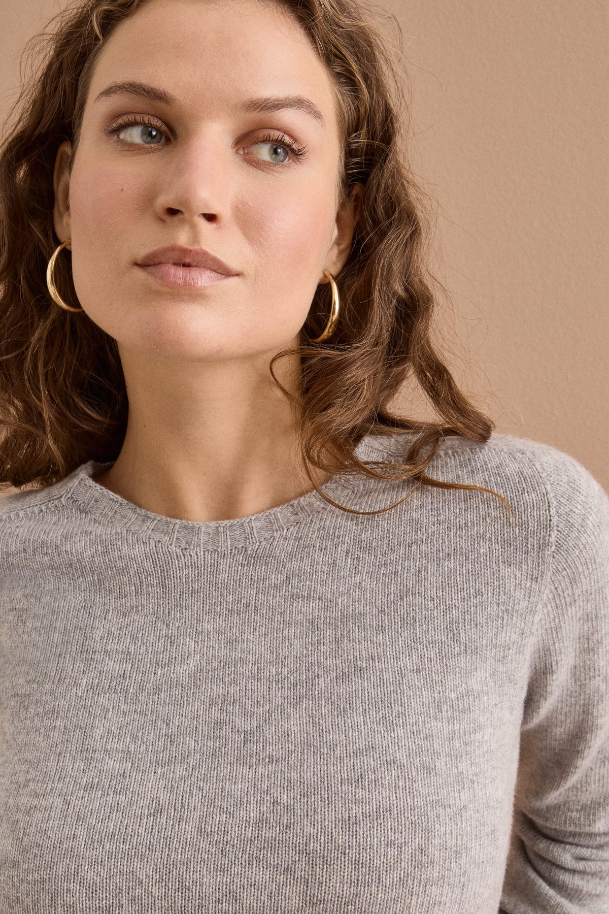 Pull col rond femme en laine mérinos - GRIS