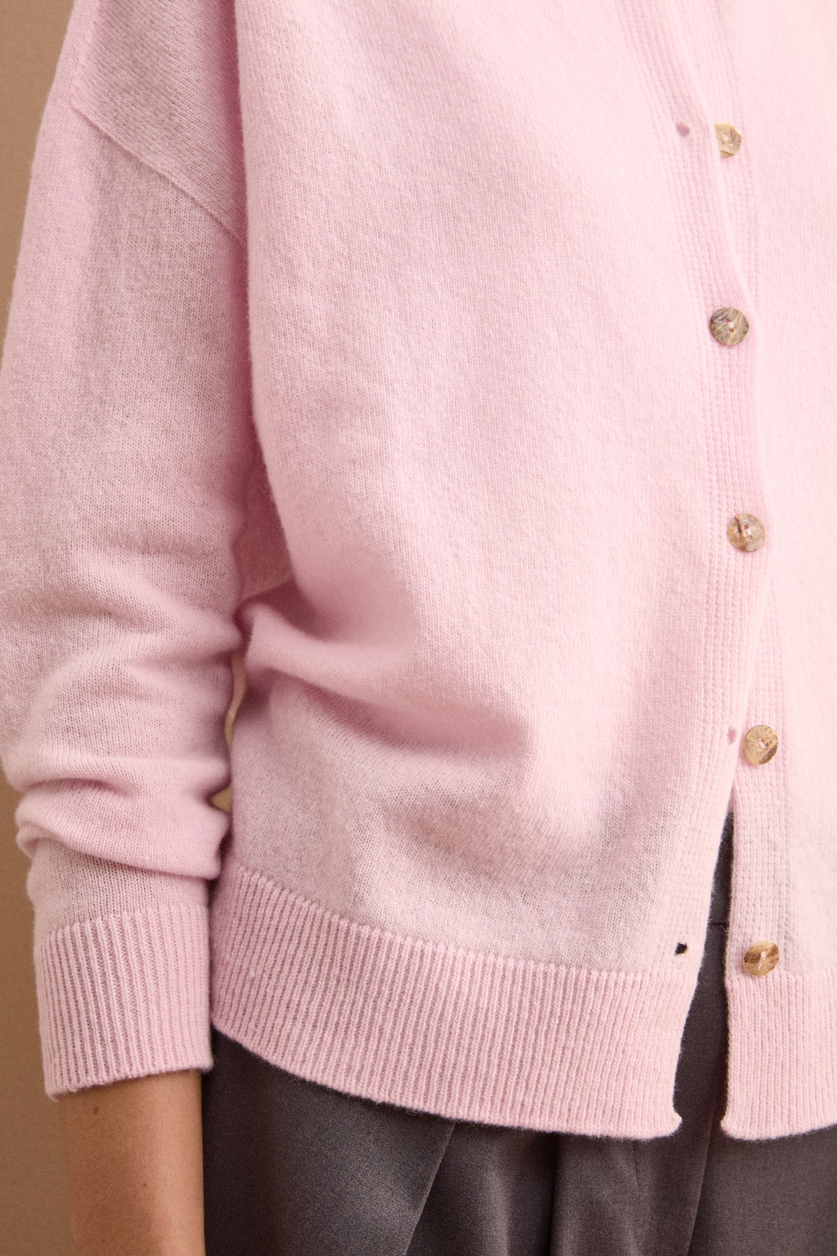 Cardigan Col Officier en Laine Super Soft - Rose