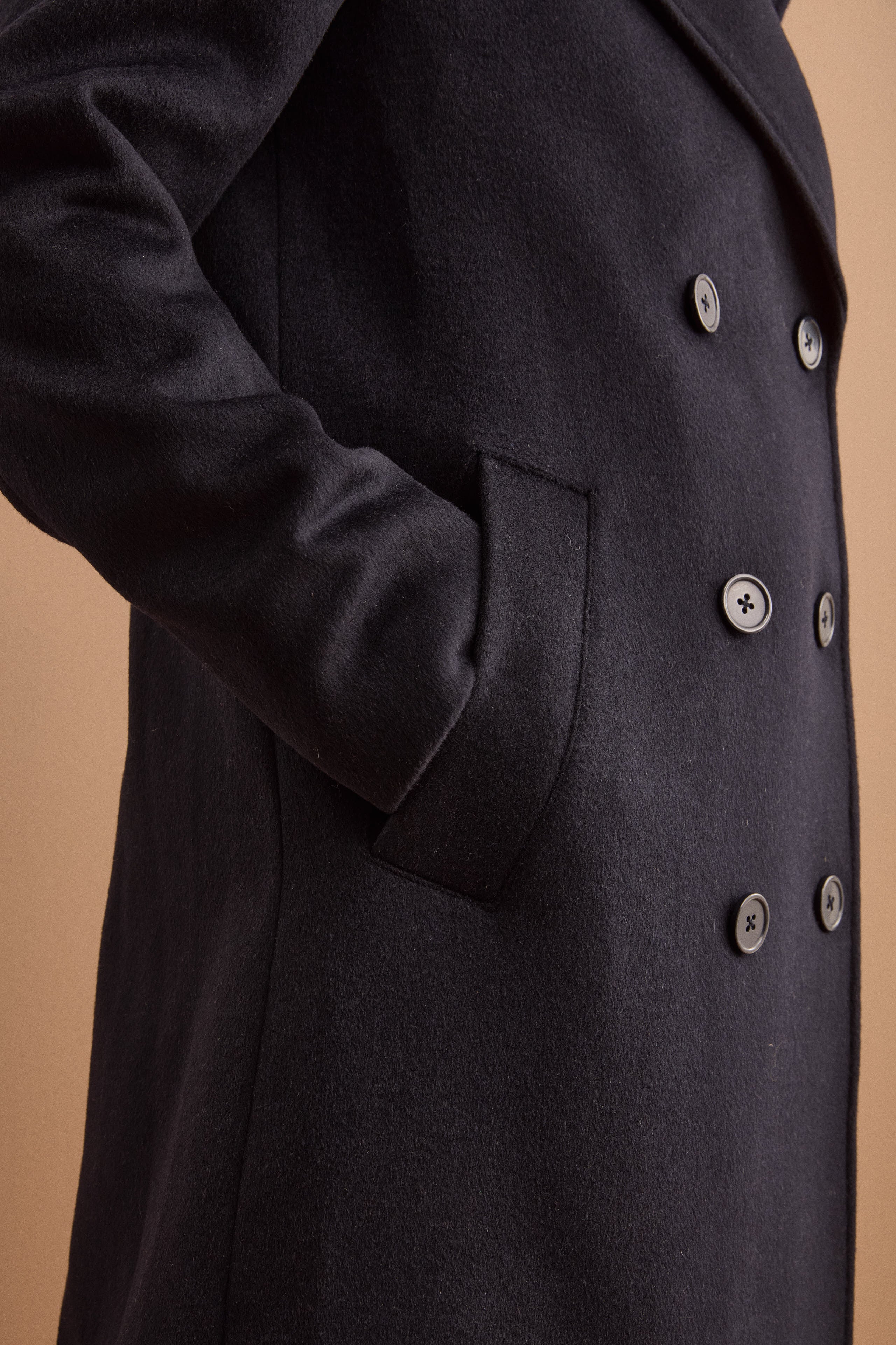 Long Double-Breasted Virgin Wool-Blend Coat - BLUE